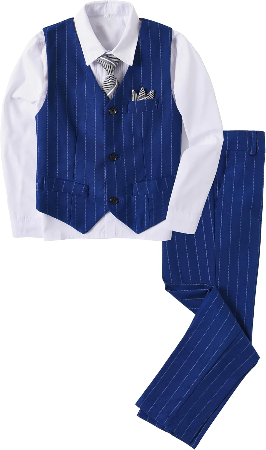 Boys Stripe Suit Slim Fit 2 Piece Vest and Pants Set Tuxedo for Teen Boy Toddler Dress Wedding Party Ring Bearer Outfit