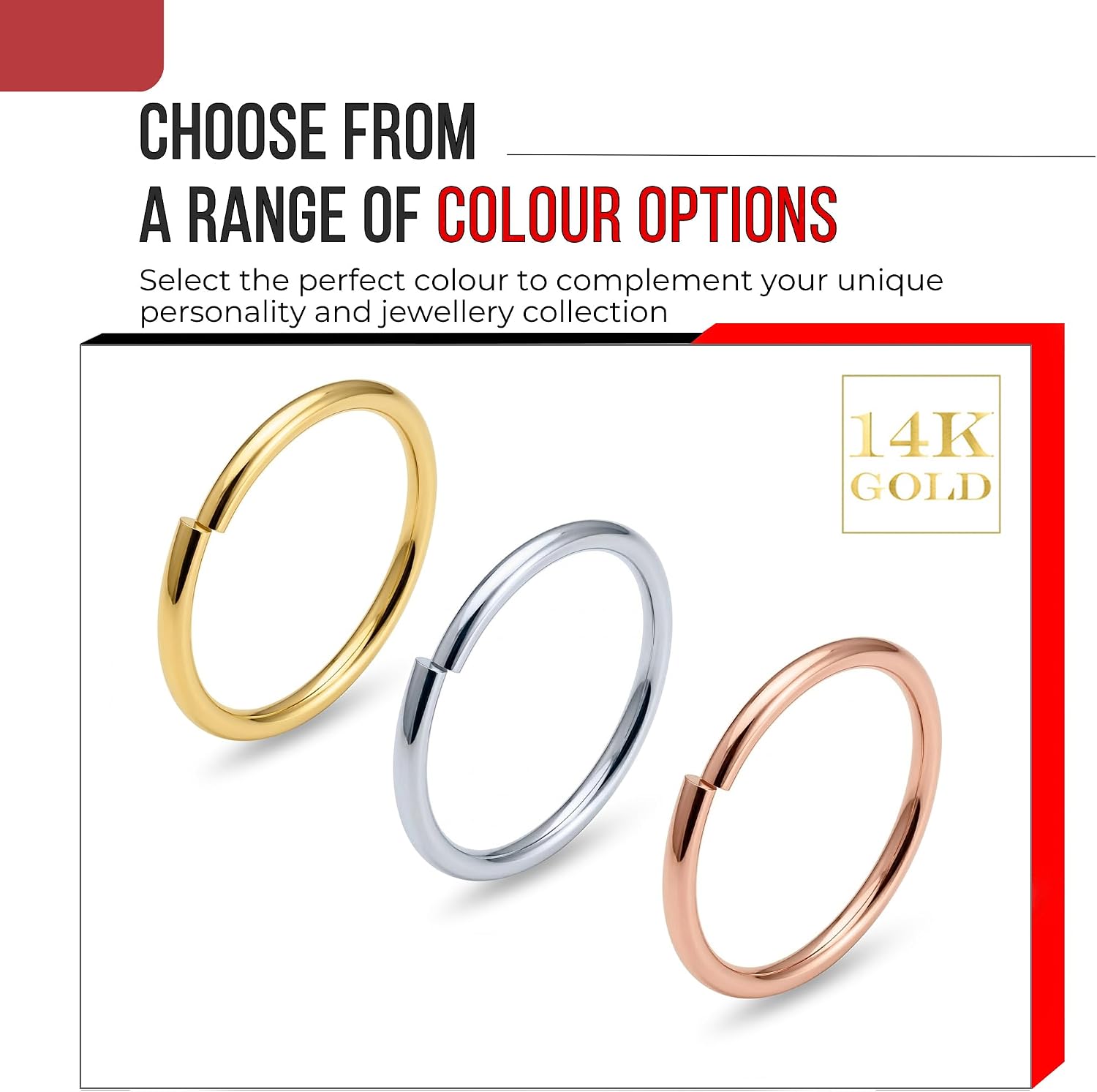 14K Solid Gold 18 Gauge (1.0mm) Seamless Continuous Hoop Nose Ring - Cartilage - Daith - Rook - Lobe - Conch Piercing Body Jewelry