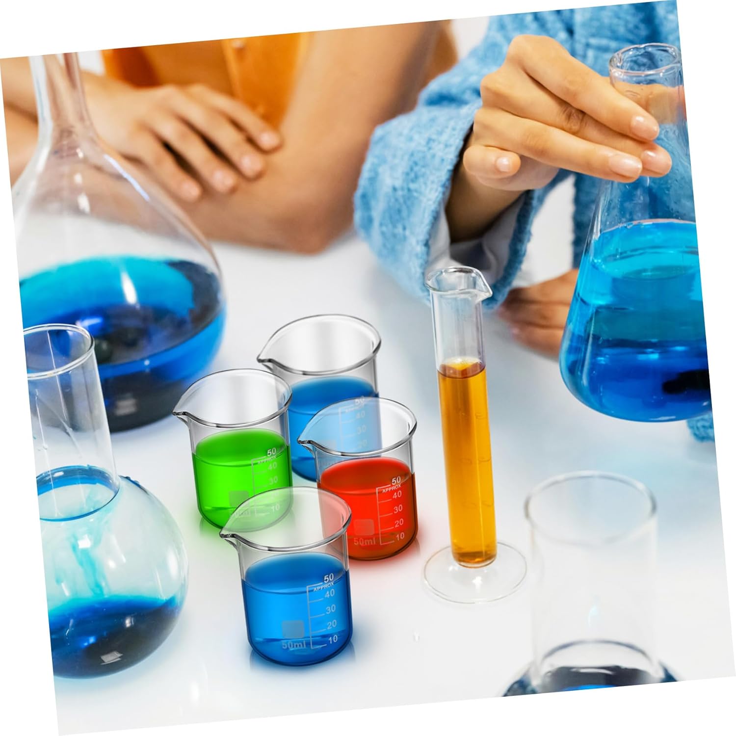 Unomor 20pcs Accurate Measuring Lab Beakers Graduated Glass Beakers Spout Low Form for Laboratory Kitchen