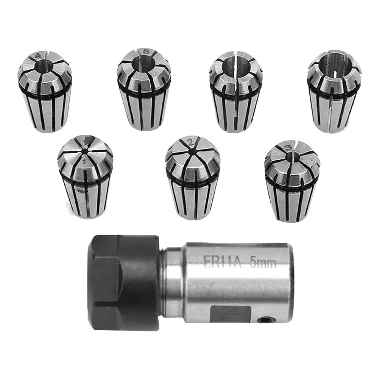 Aramox 7 pièces ER11 5mm moteur rallonge de socle + ER11 1-7mm pince pour outils de mandrin de moulin de gravure CNC