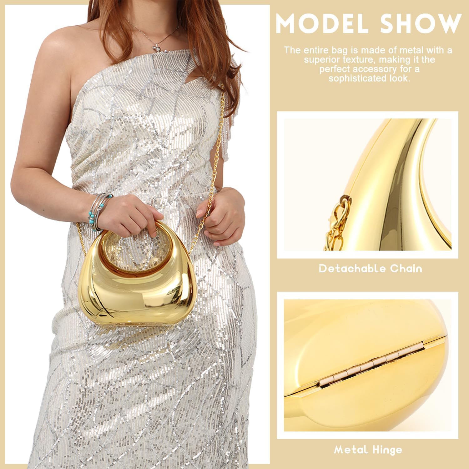 Oweisong Acrylic Clutch Purse for Women Gold Moon Evening Handbag Glitter Top Handle Bag for Formal Party