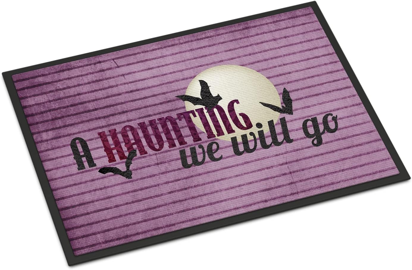 Caroline's Treasures SB3010JMAT Witch Costume and Broom on Stripes Halloween Doormat 24x36 Front Door Mat Indoor Outdoor Rugs for Entryway, Non Slip Washable Low Pile, 24H X 36W