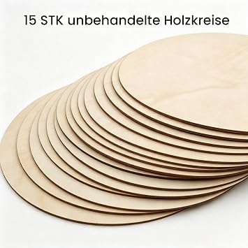 15 Pieces Unfinished Wooden Circles for Crafts 30cm Blank Wood Slices Round Cutouts for DIY Painting and Home Decoration
