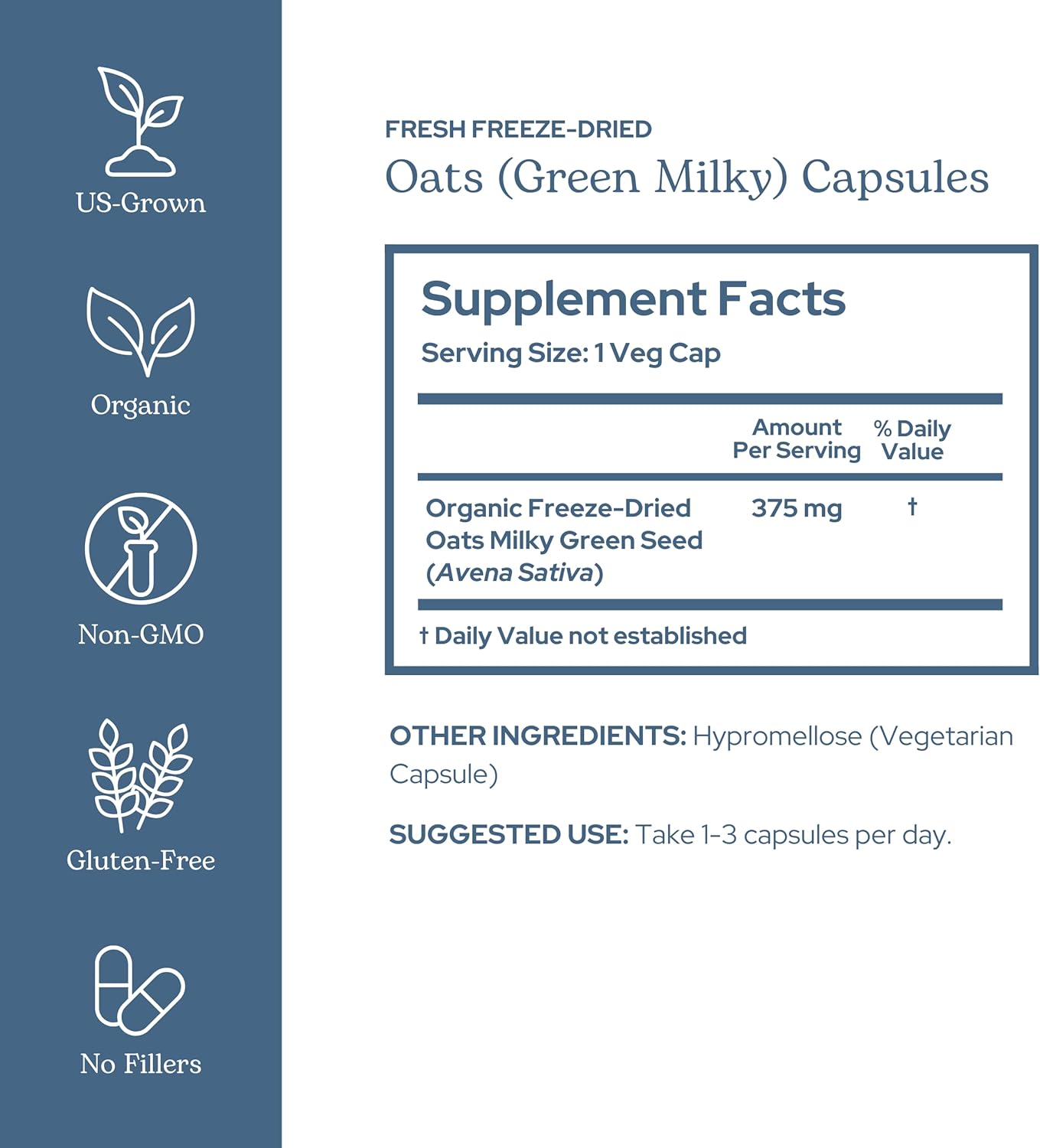 Eclectic Herb - Premium Raw Freeze-Dried Oats Capsules | Milky Green Oats Avena Sativa | Nervous System Support | Natural Dietary Supplement | Organic, Vegan, Non-GMO (90 CT | 375 mg)