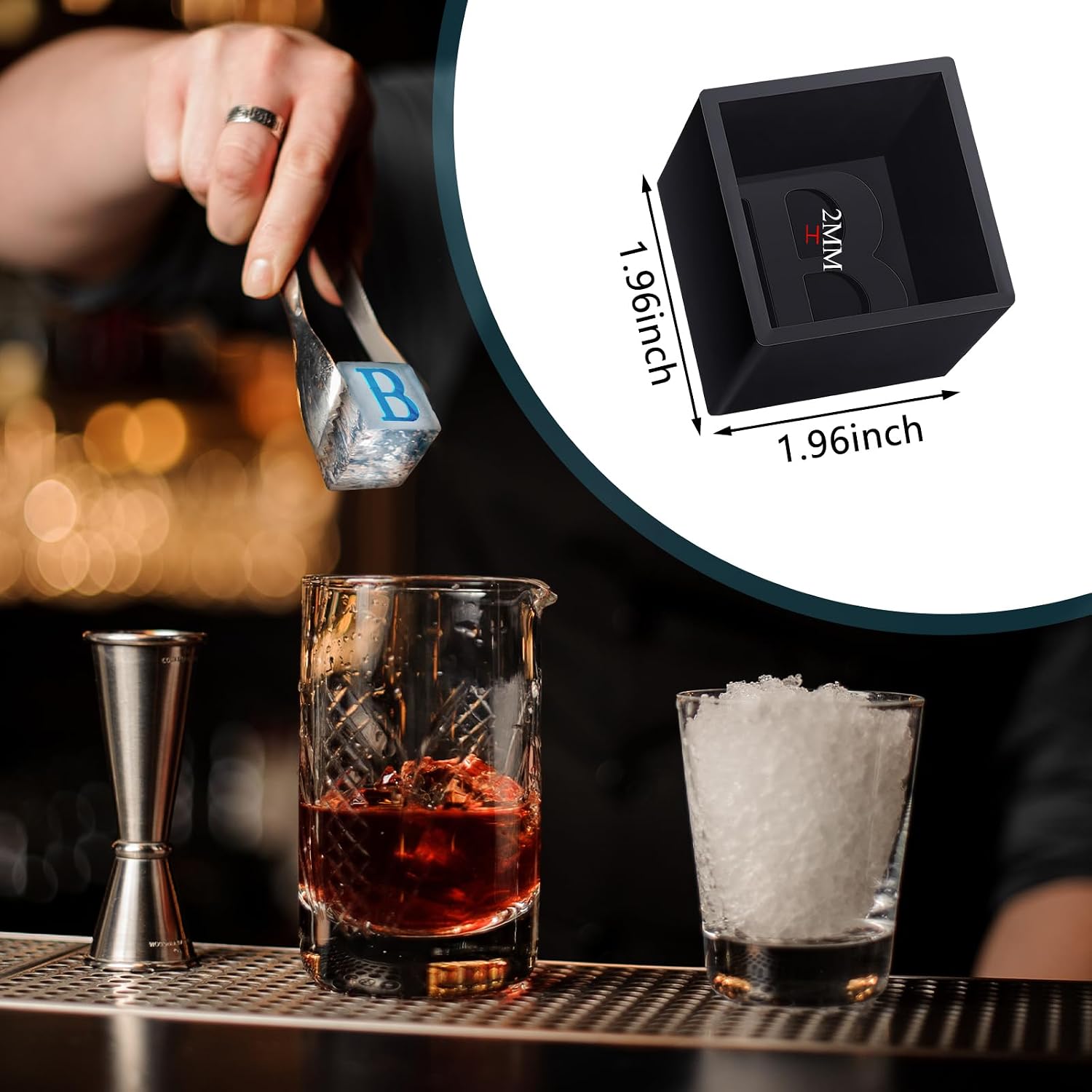 Teenyyou 4 Pcs 2 Inch Letter Ice Cube Molds for Whiskey, Letter B image 5