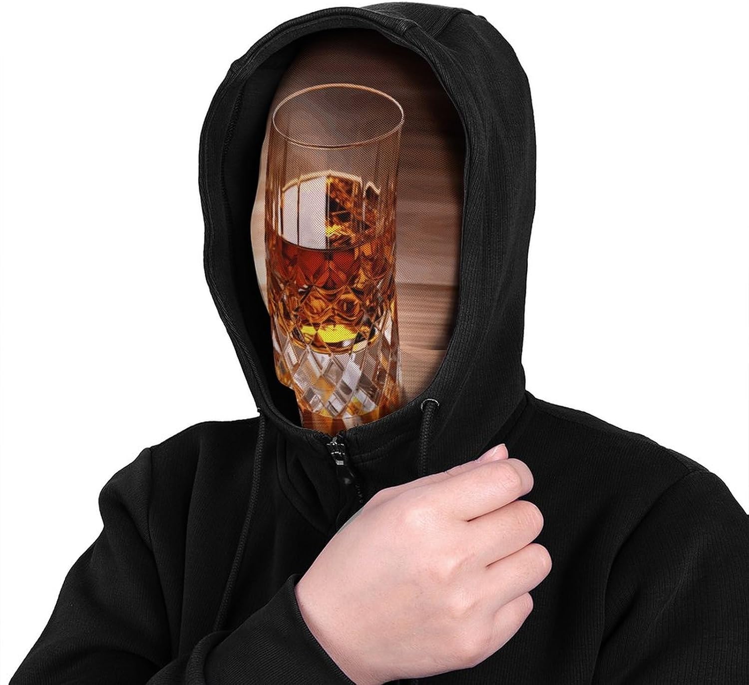 Brown Liquor in Cup Balaclava Mesh Print Funny Face Mask Breathable Ski Masks Personalized Sun Protection Full Face Covers Neck Gaiter Windproof Head Masks for Pranks&Outdoor image 4
