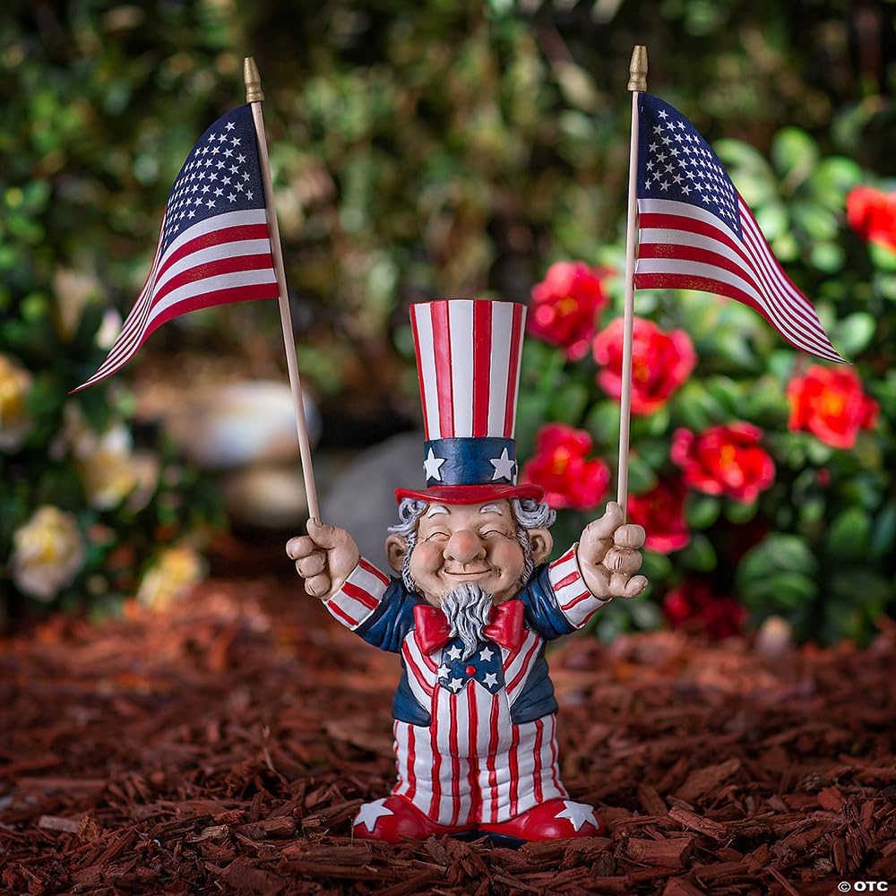 Fun Express Patriotic Garden Statue Uncle Sam Resin Figure - Fourth of July Decorations Outdoor Americana Decor | Patriotic Outdoor Decor for Yard, Porch & Patio | 4th of July Yard Decorations