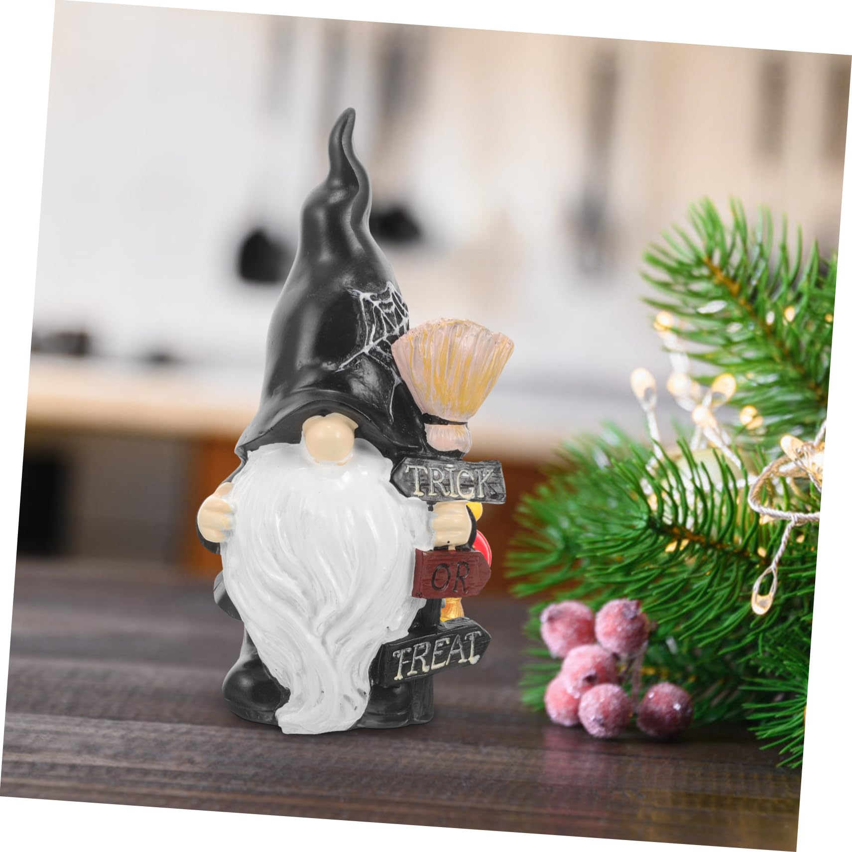 VANZACK Statue de GNOME de Jardin en Résine Noire pour Extérieur