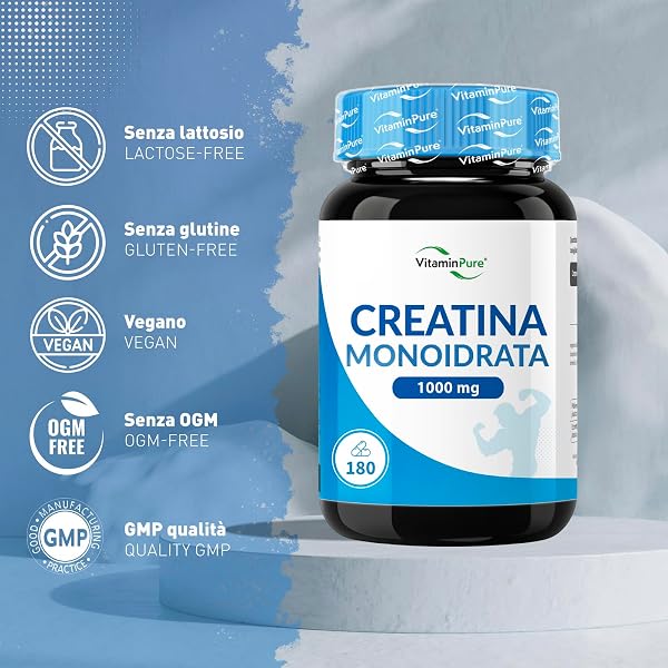 Micronised Creatine Monohydrate 180 Tablets, 1000mg for Single Tablet, Supplement for Training and Physical Activity - VitaminPure - 4