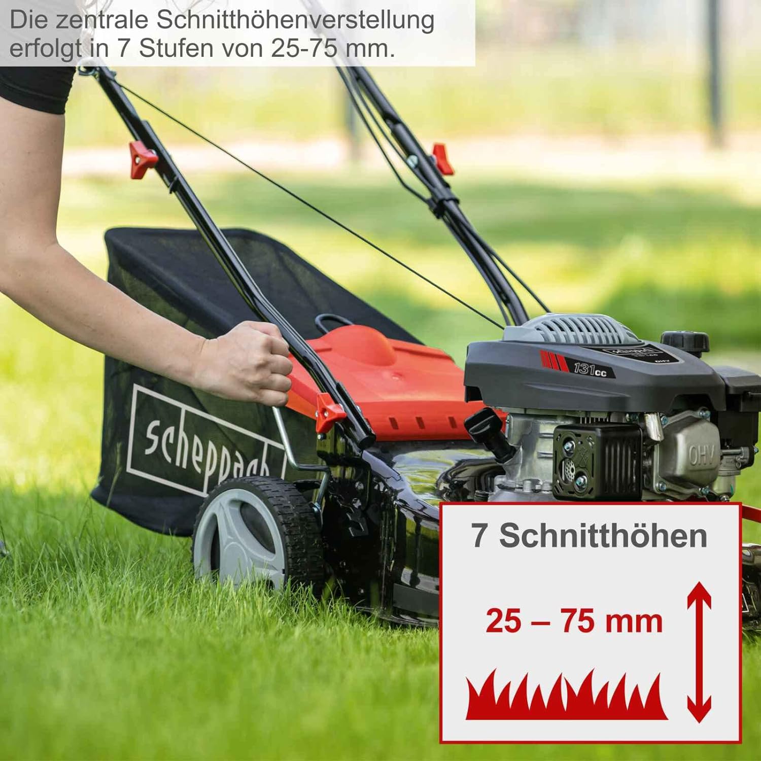 Person operating the Scheppach MP132-42 lawnmower
