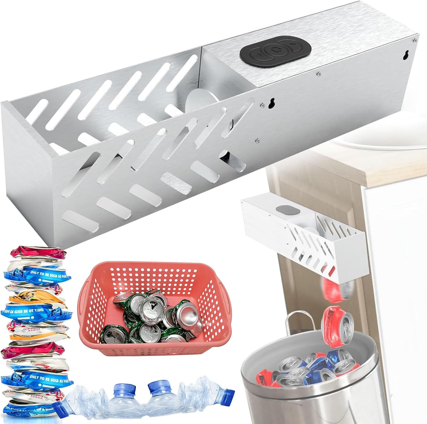 Can Crusher, Automatic Recycling Water Bottle Crusher, Multi-function Recycling Tool, Suitable for Restaurants, Kitchens