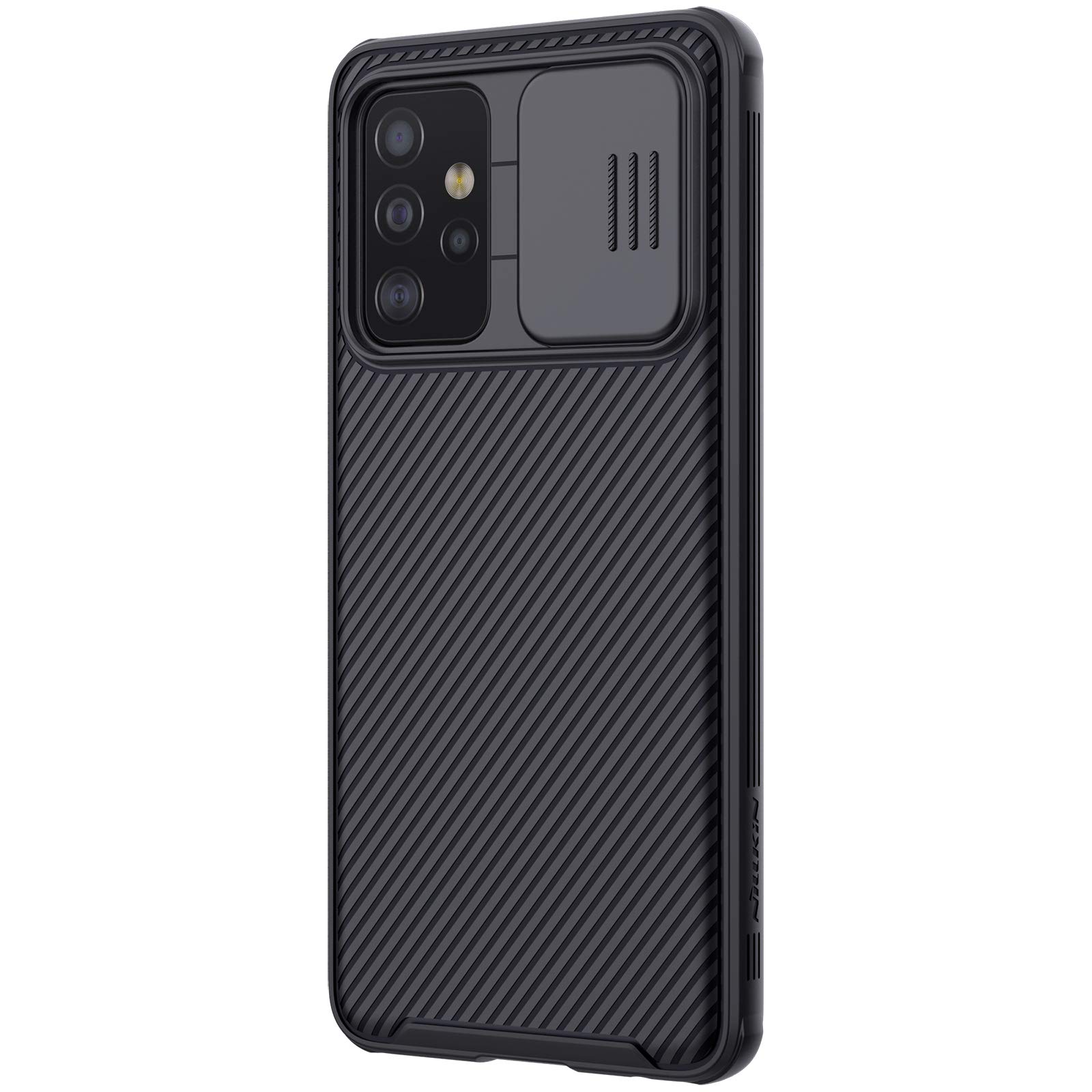 Nillkin Case with Camera Cover Protection Designed For Samsung Galaxy A52 Slim Thin Case Hard PC Back and Soft Silicone Edge Protective Case (Black)