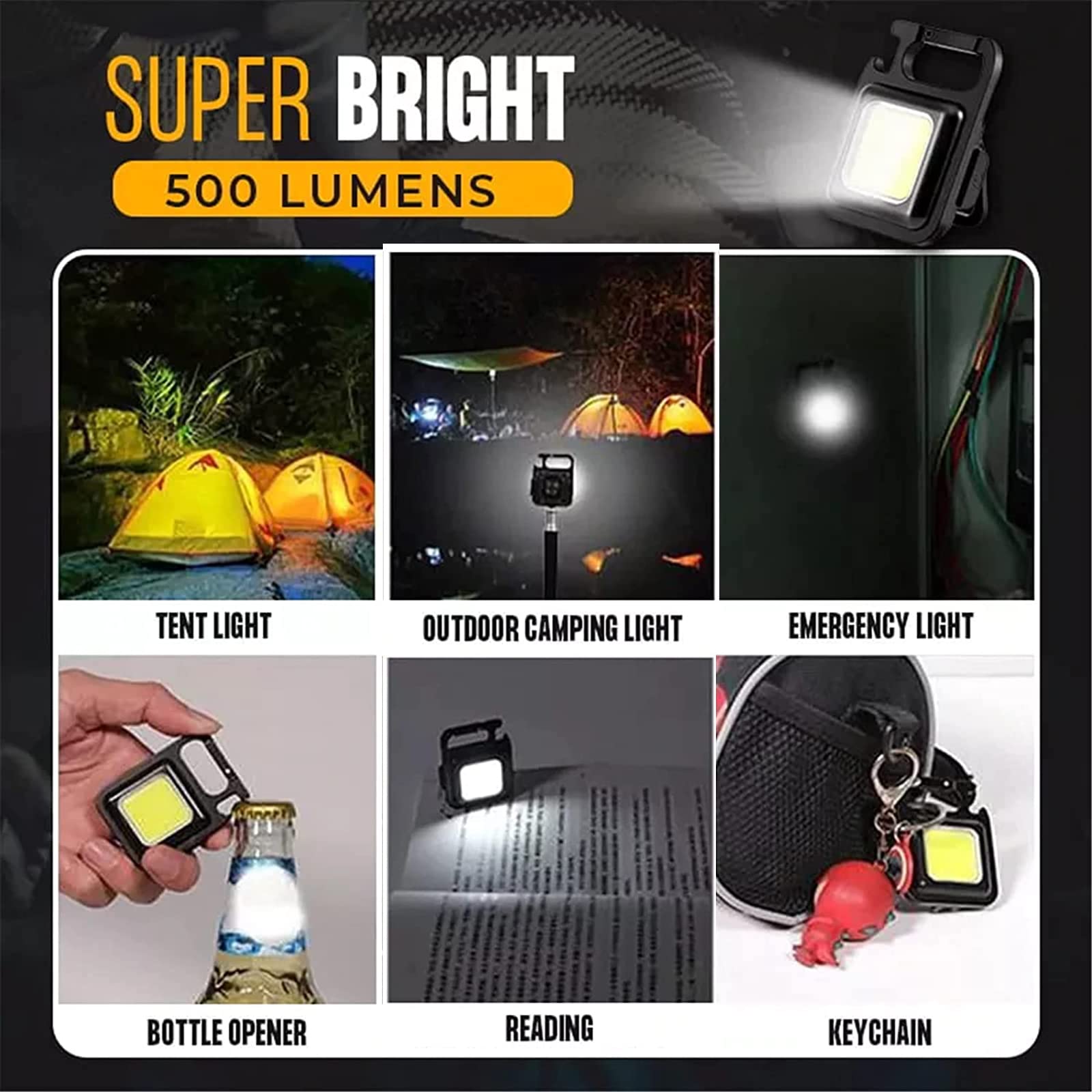 Mini Lampe Torche LED Rechargeable 500lm – Puissante Et Imperméable Avec Batterie Lithium