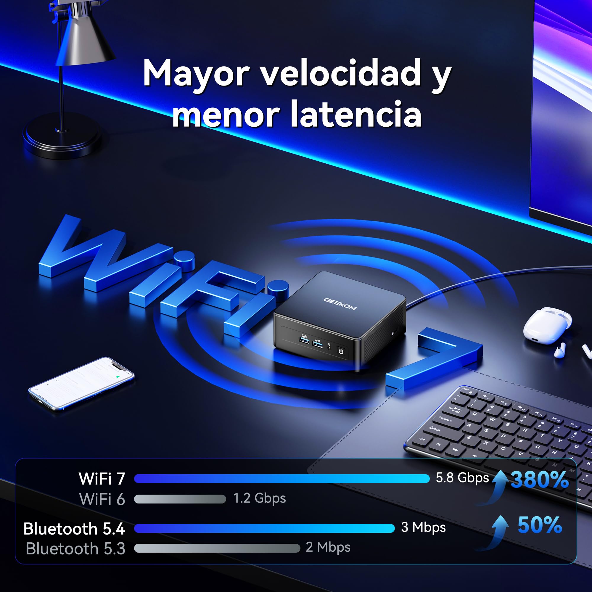 GEEKOM IT15 AI Mini PC, el Más Potente de 15ª Gen con Intel Ultra 5 225H, 32GB DDR5 y 1TB SSD, Windows 11 Pro | WiFi 7 BT5.4 | LAN 2.5Gbps | USB4 | 4 Pantallas 8K, 34 Tops NPU, para Trabajo, Oficina
