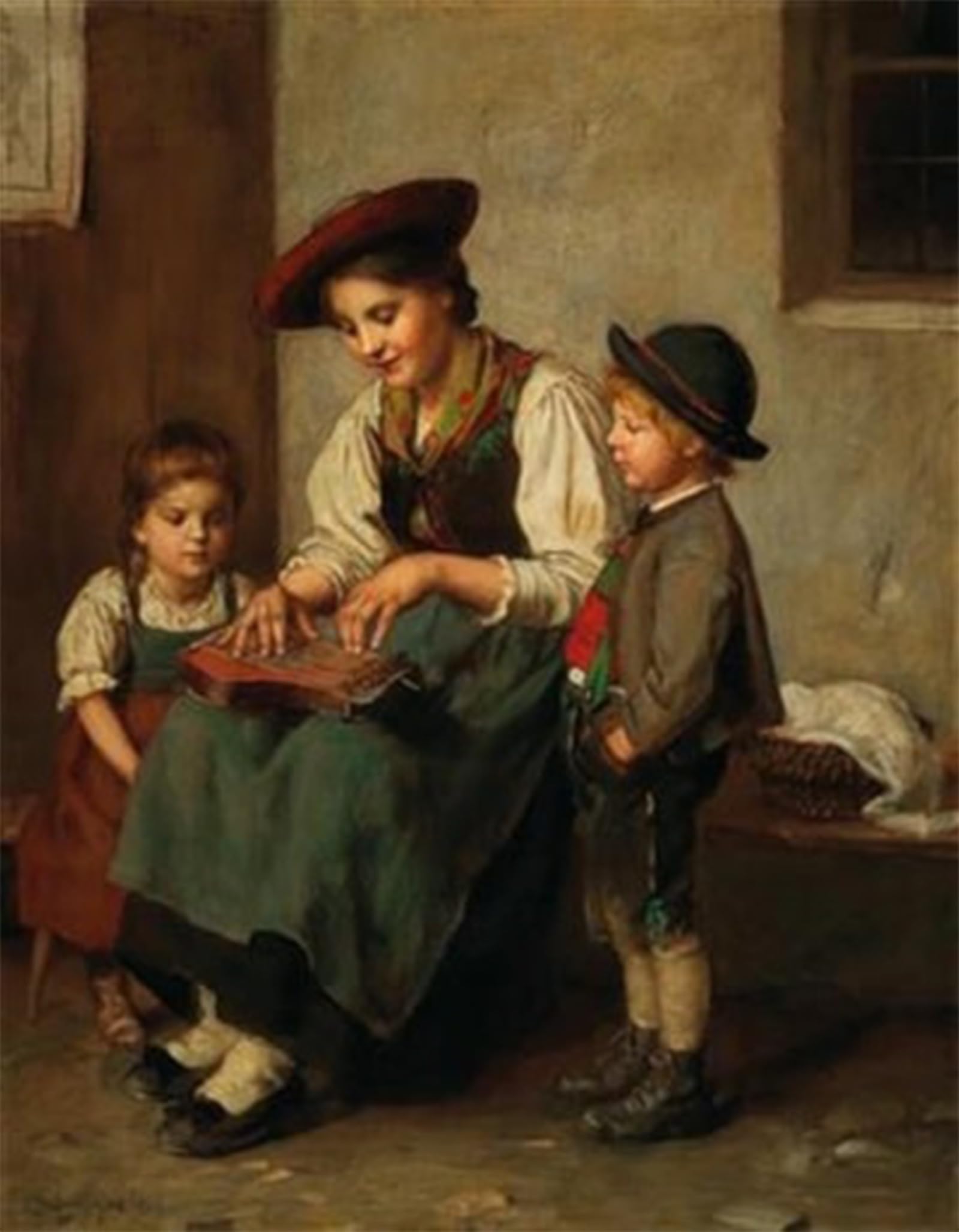 SERENDIPITP Retro Picture Poster Wall Art Pictures Painting the Zither Player by von Defregger Wall Art Canvas Print for Wall Decor 60x90cm