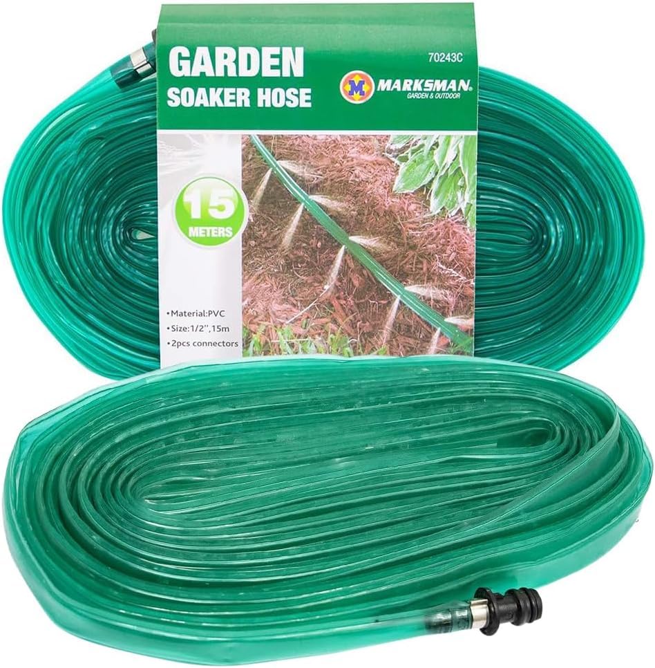 HomeVibe 15m Garden Soaker Hose Pipe – Flexible Porous Irrigation Hose for Lawns, Flower Beds, Borders & Vegetables – Eco Water-Saving Drip Hose System – Outdoor Garden Watering Solution