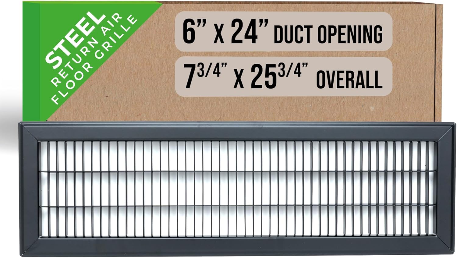 Fits 12x14 and 14x12 Duct Opening | Return Air Floor Grille by Handua | Walkable Vent Cover Grill for Floor | Black | Heavy Duty Fixed Blades | Outer Dimensions: 13.75"W X 15.75"H