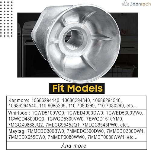 Miniatura 3 de Seentech 8066184 - Polea de repuesto para motor de secadora compatible con Whirlpool, Kenmore Dryers - Reemplaza 3394341, 3401143, PS11744884,