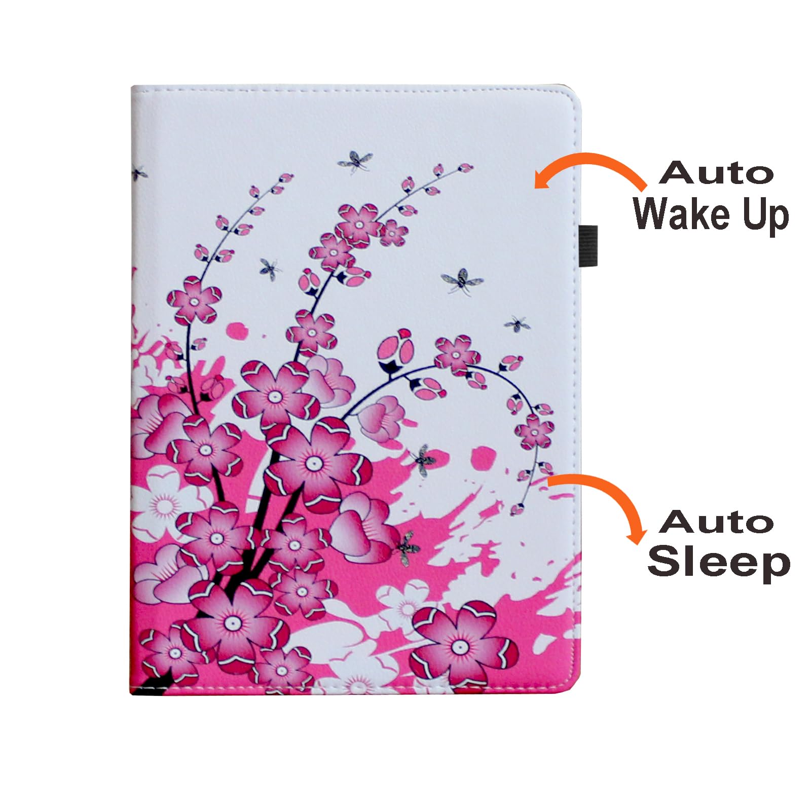 Étui pour iPad Air M4 11"/Air M3 11"/Air M2 11", Smart Cover Rotatif, Réveil Automatique et Veille pour A3459 A3460 A3266 A3267 A2902 A2903 (Fleur Rose)