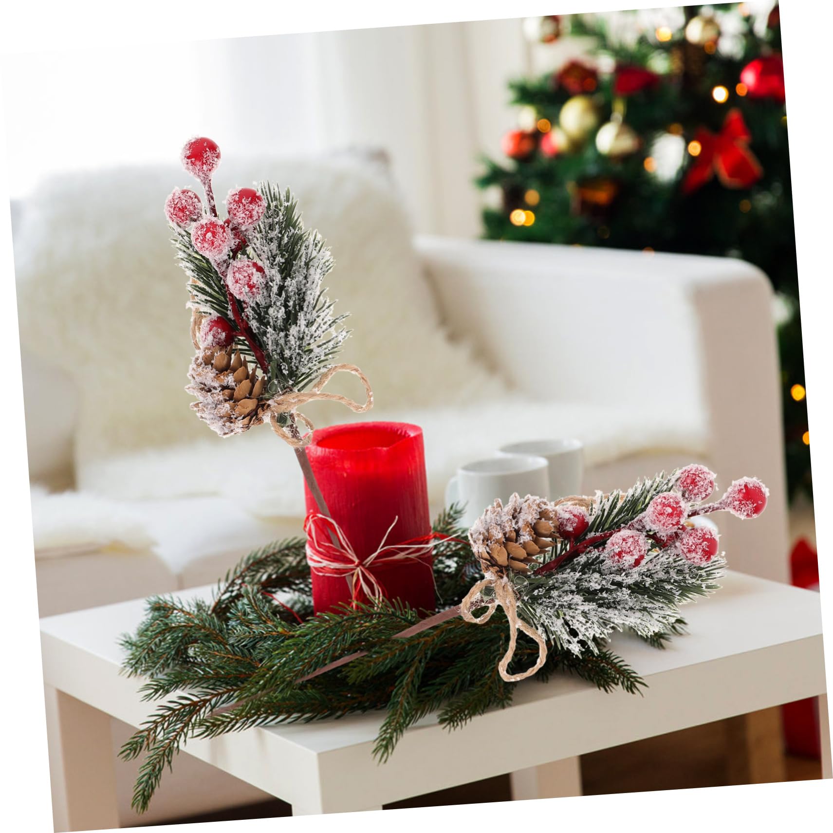 SUPVOX 10 Piezas Ramas de Bayas Artificiales Púas de Pino Bayas Rojas Adornos para Arreglos Florísticos Navideños Guirnaldas y Decoraciones Festivas Pinos Artificiales