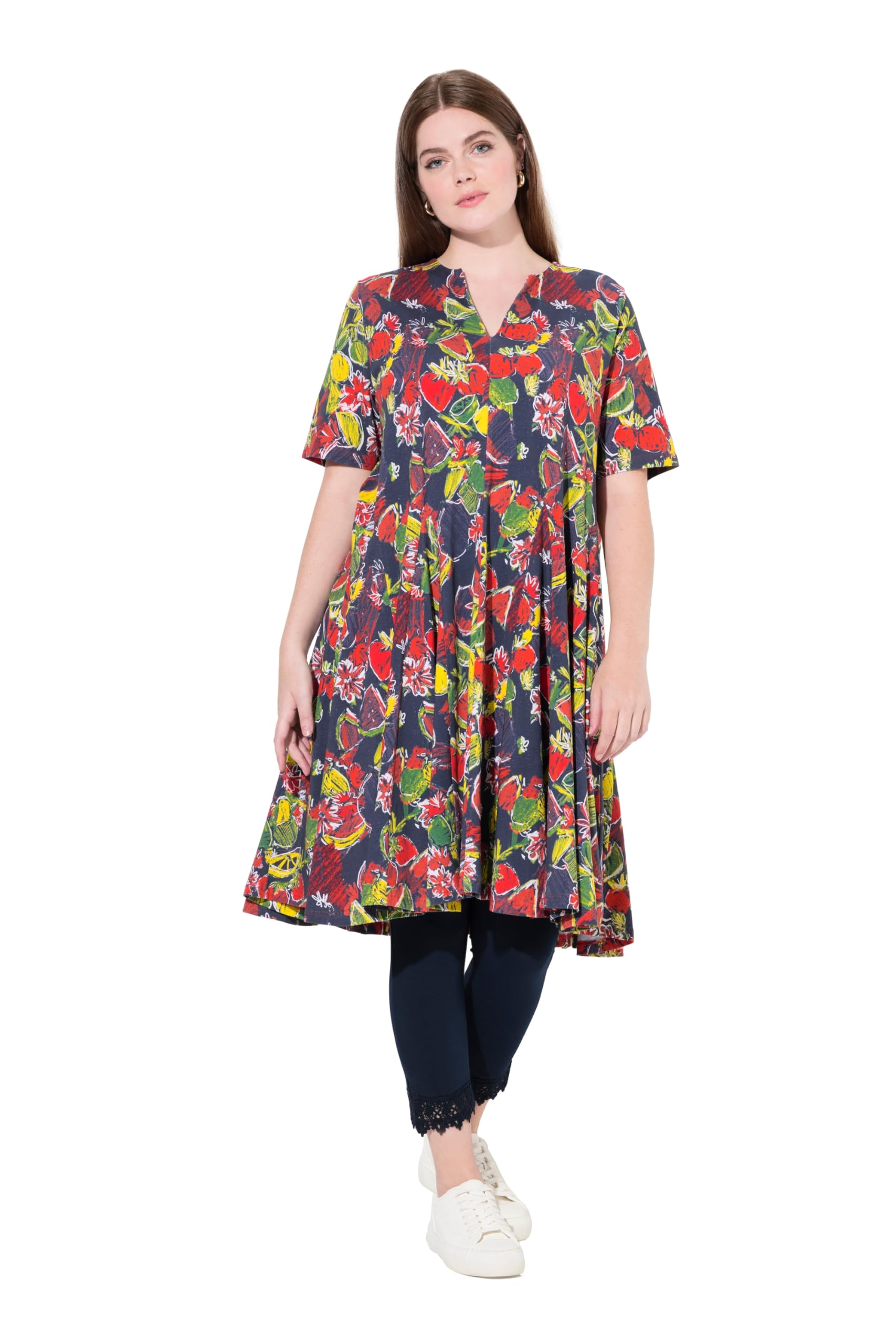 Ulla Popken Women's Jersey Dress, Tunic Neck, Half Sleeve, Organic Cotton Dresses