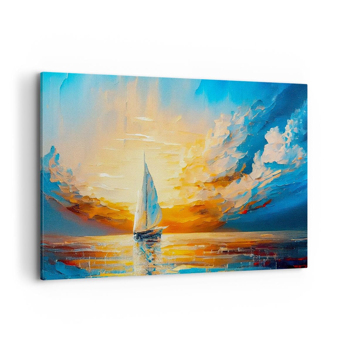 Quadri Moderni su Tela 120x80 cm Stampe da Parete Marino Paesaggi - 5712 | Paesaggio Nautico Barca a vela Quadro Decorativo XXL 1 pezzo Soggiorno Arte da Parete Decorazione da Parete ARTTOR