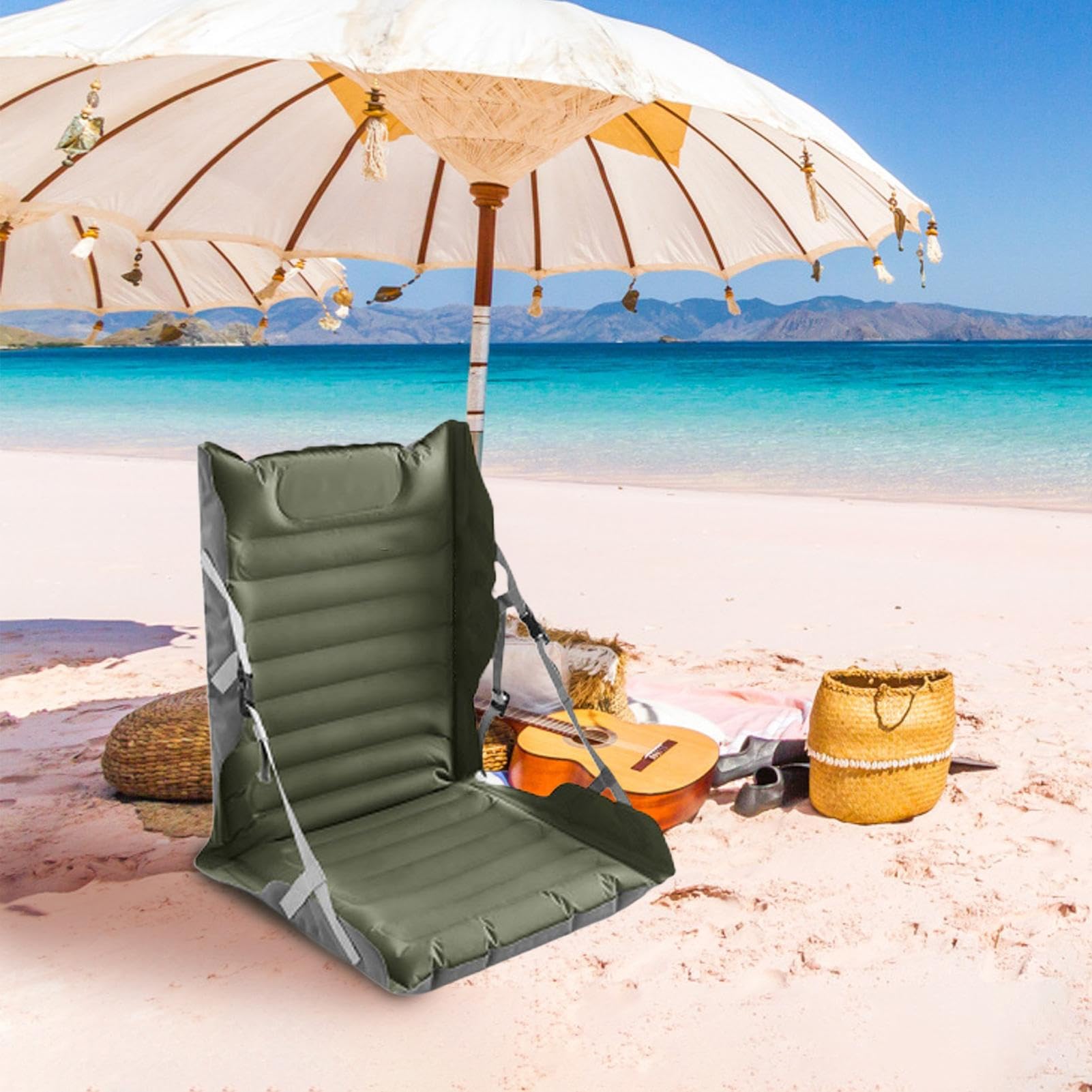 Cuscino Gonfiabile da Viaggio e Sedia Cuscino Portatile con Supporto | Tappetino Gonfiabile per il Libero per Escursionismo, Spiaggia, Sport, Pesca, Zaino in Spalla, Campeggio, Viaggio, St