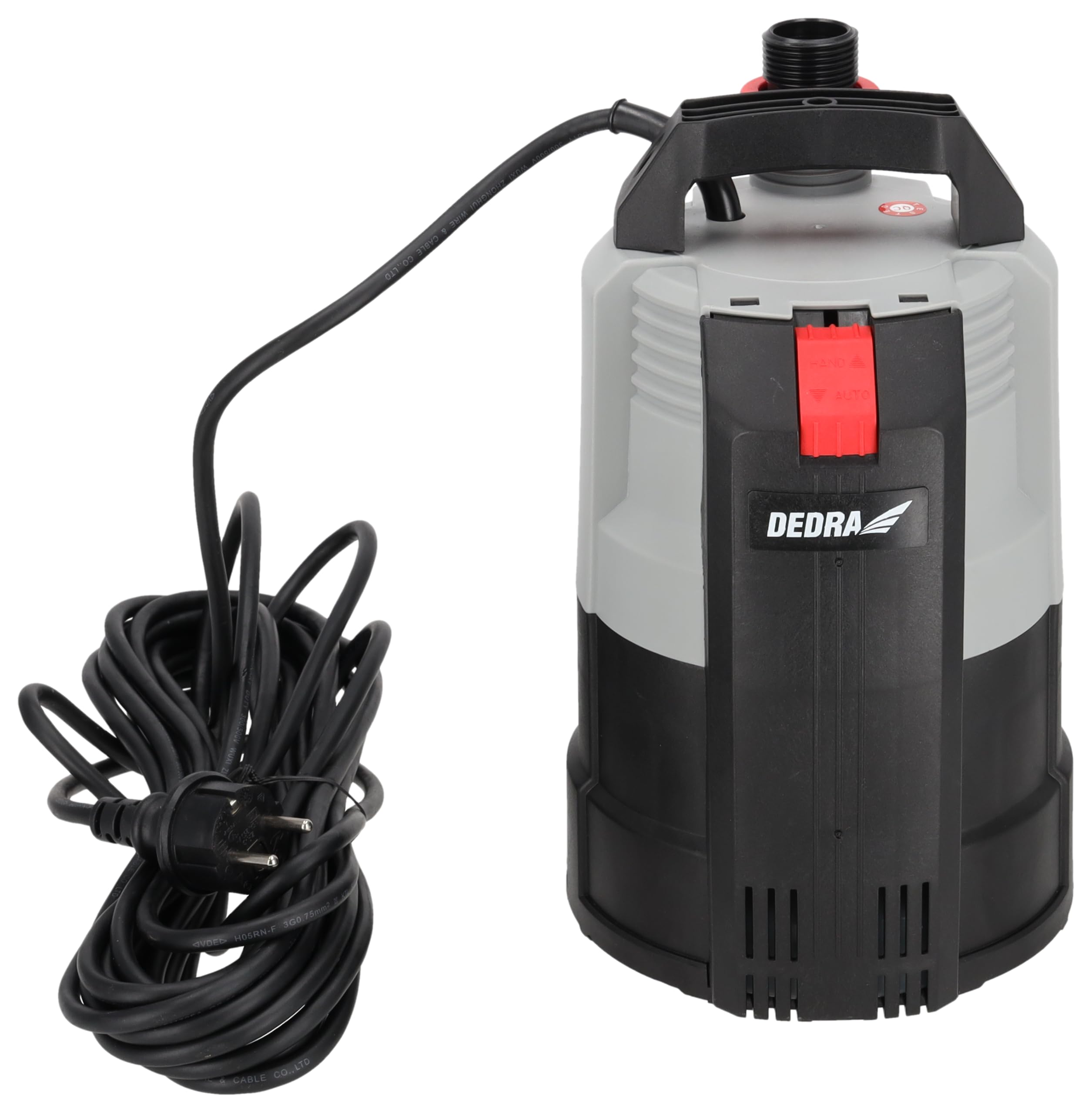 Tauchpumpe für sauberes und schmutziges Wasser DEDRA, Flachsaugpumpe, 350 W, Fördermenge: 4500 l/h, zwei Betriebsmodi, Flachsaugfunktion, Abpumpen bis auf 1 mm Wasserstand