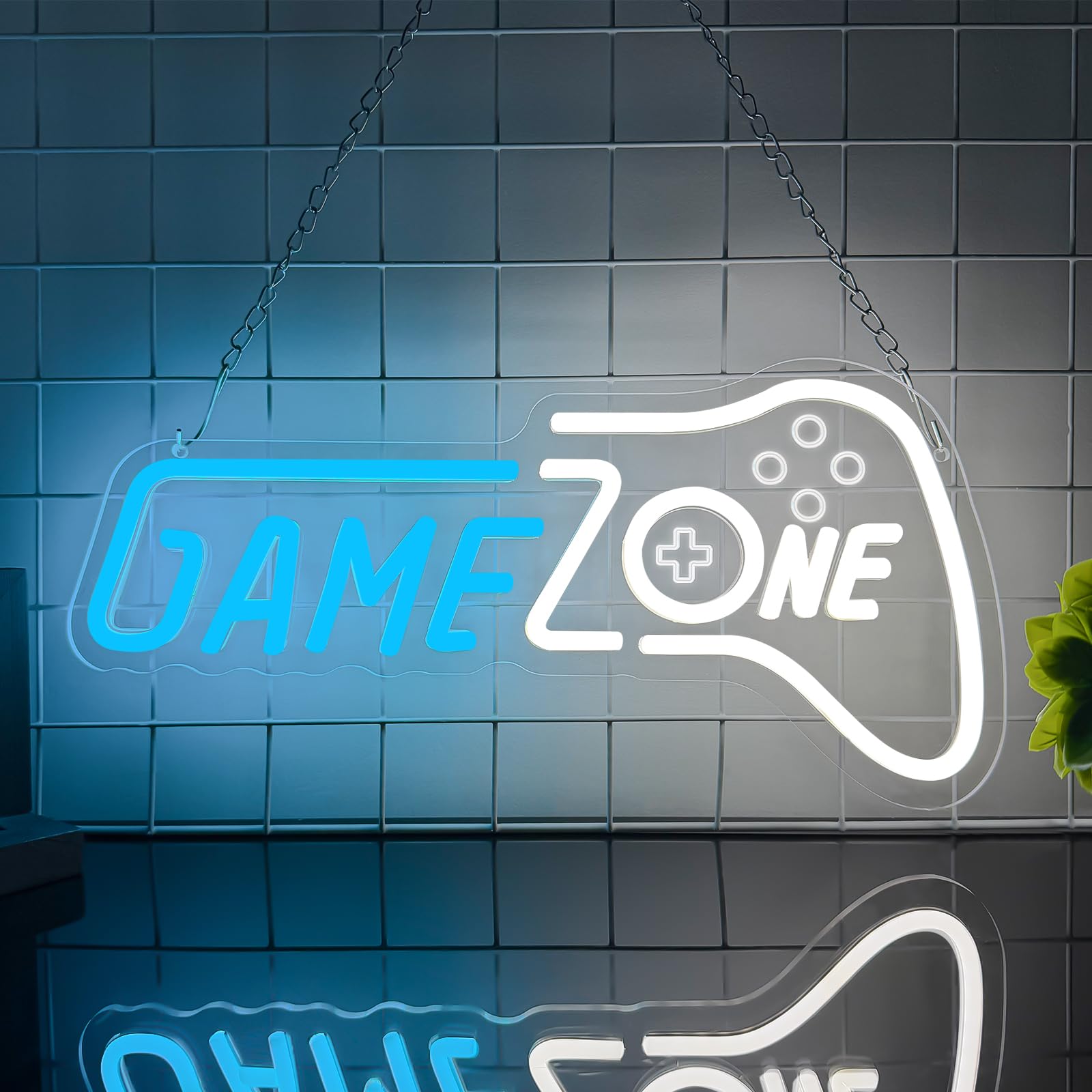 Game Zone Neon Sign,Gamer Led Neon Light Signs for Wall Room Decor Gaming Light up Sign for Boy Bedroom Man Cave Brithday Party Game Room Decor Gift for Gamer Men Blue（15.8"*7.5"）
