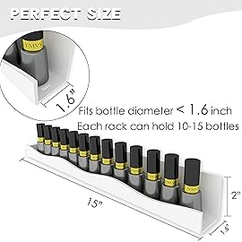 YMVV 15 Nail Polish Rack Wall Mounted Shelf,6 Pack White Acrylic Nail Polish Organizer Nail Supplies for Nail Techs,Great Display for Salons Retailers, YMVVWHITE 003