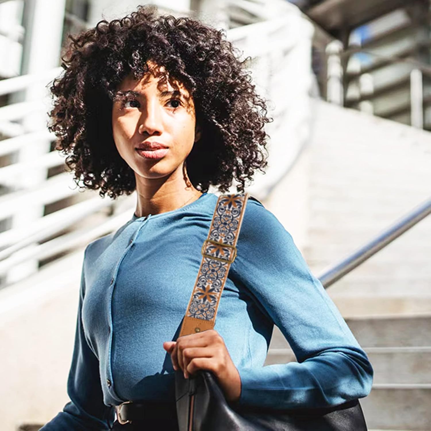 KamostarX Purse Strap,Purse Strap Replacement Crossbody Wide Shoulder Strap Handbag Canvas Belts Guitar Straps Adjustable (Vintage Duotone Snowflake) - Image 7