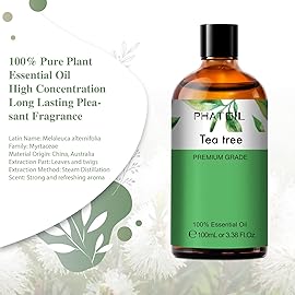 Tea Tree 3.38fl.oz Essential Oil, PHATOIL Pure Aromatherapy Oils for Diffuser, Humidifier, Perfect for DIY Soap, Candle, Bath Bombs Making(100ml)