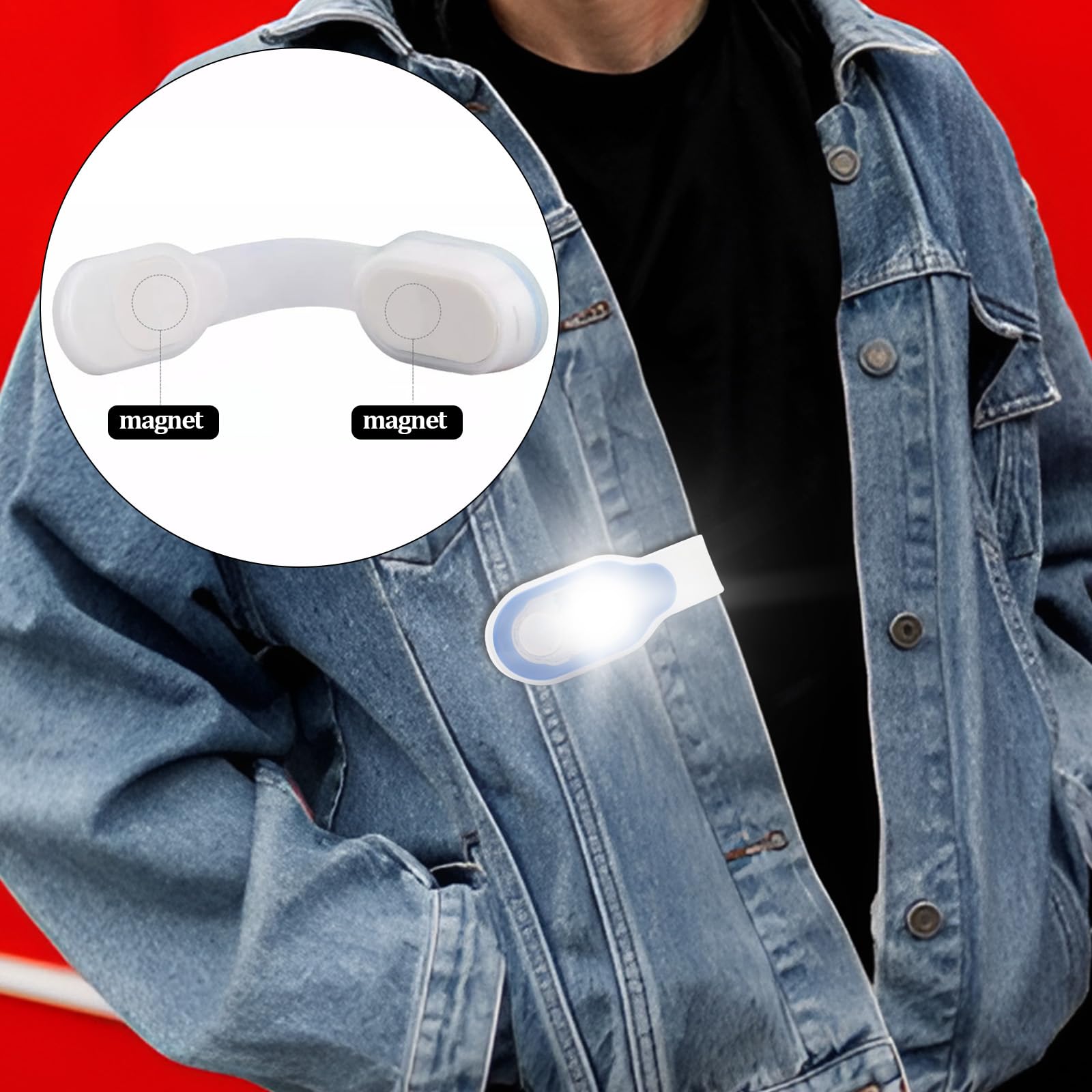 RANJIMA Luz nocturna de enfermería: 2 unidades de lámpara LED con clip, mini linterna recargable por USB, linterna con clip en la ropa, luz de seguridad LED, mochila escolar