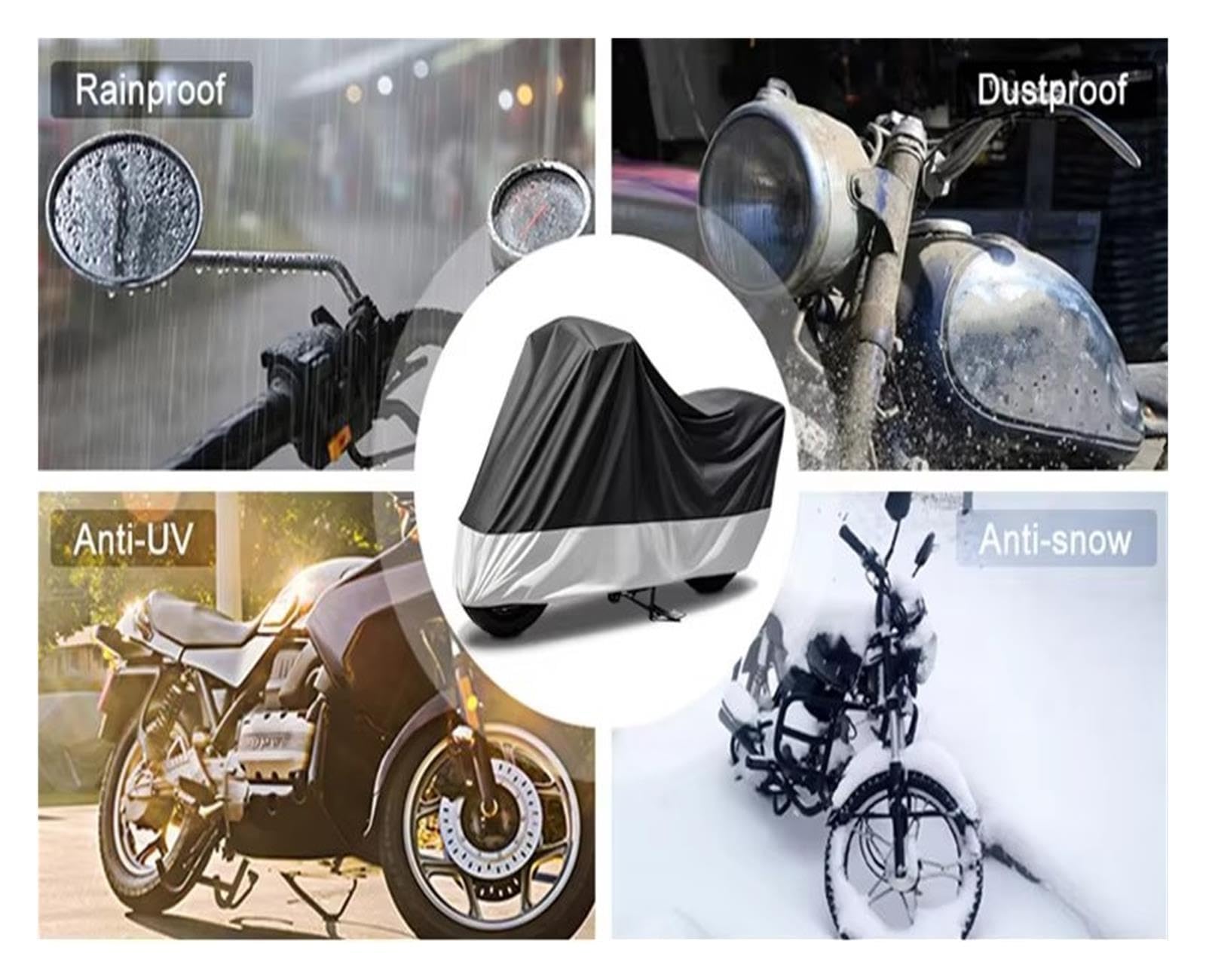 Fundas para Motos Funda Impermeable para Motocicleta(Negro,L for 1801mm-2000mm)