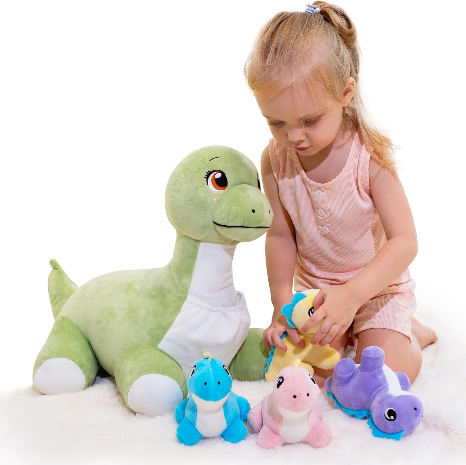 Dinosaur Stuffed Animal — Plush Dinosaur Stuffed Animal with Baby Dinosaurs — Mommy Stuffed Dinosaur with Babies Set — Gifts for Kids, Boys on Christmas, Birthday (22” / 55cm)