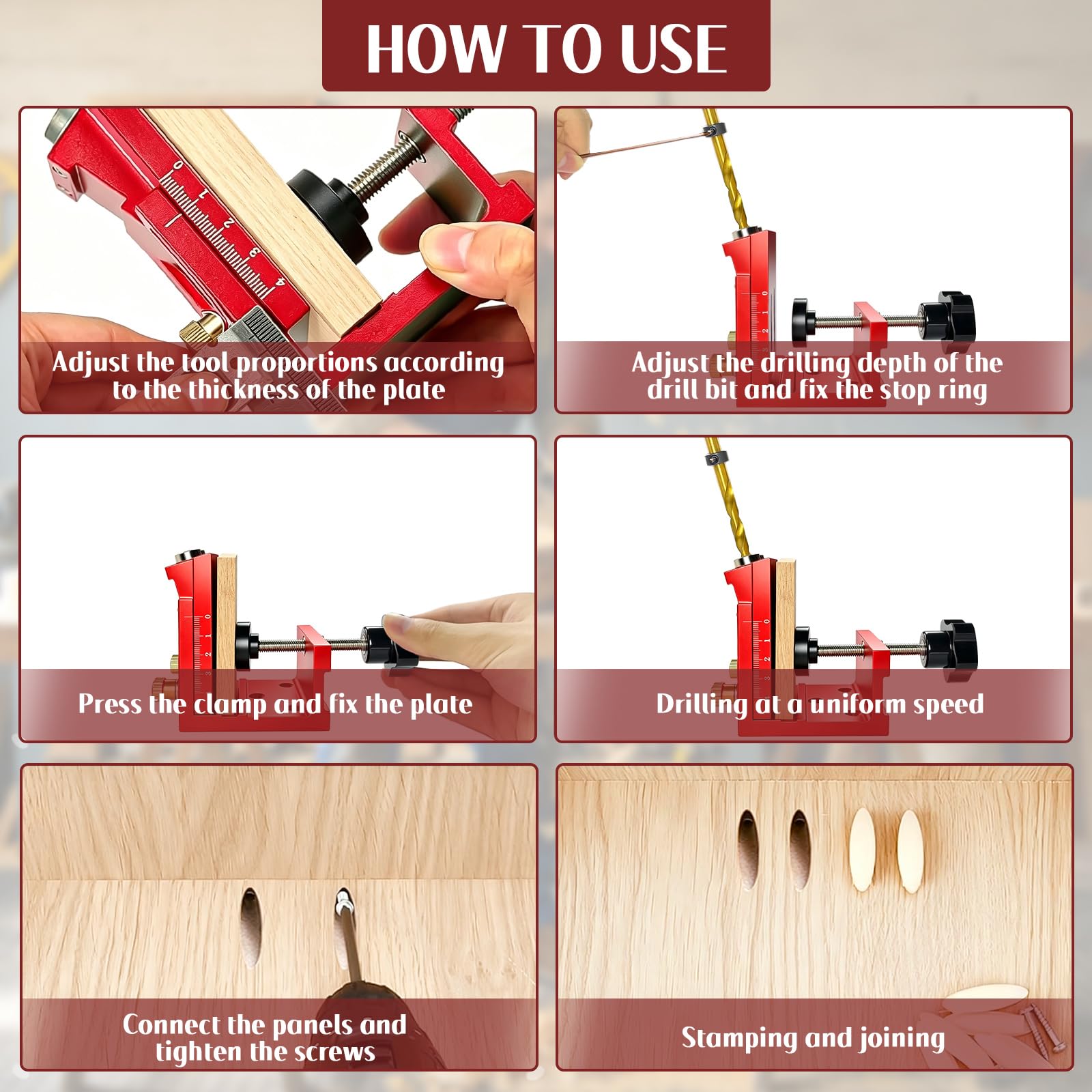 Ajustable Guia Taladro, Juego de Plantillas para Agujeros de Bolsillo Pocket Hole Jig con con 2 Taladros para Carpintería y Fabricación de Muebles