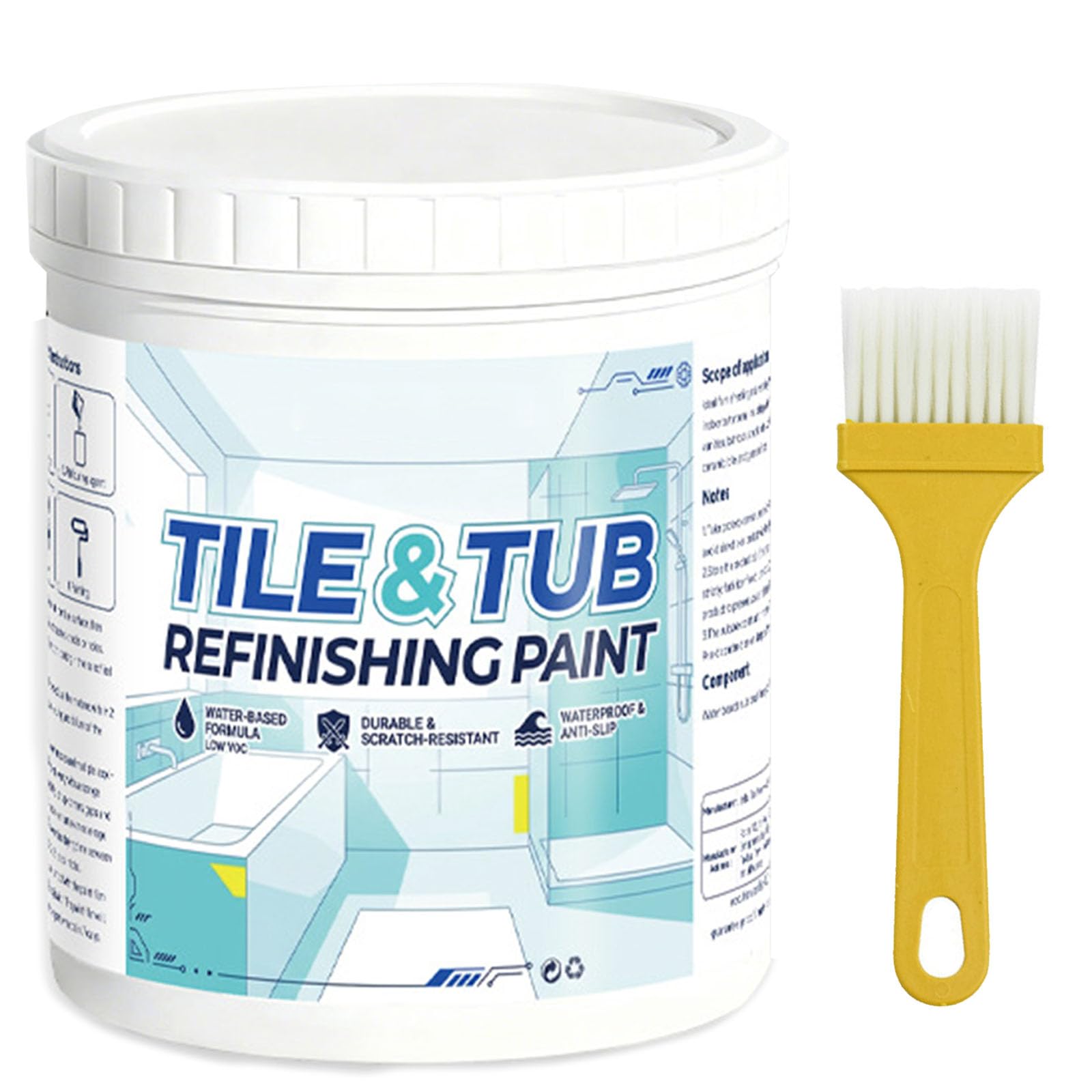 2026 New Tile Refinishing Paint, Premium Tile&Tub Refinishing Paint Kit, Tile&Tub RefinishingPaint, Tile Paints For Bathroom, White Bathroom Tile Paints Waterproof, for Tubs,Sinks (white)