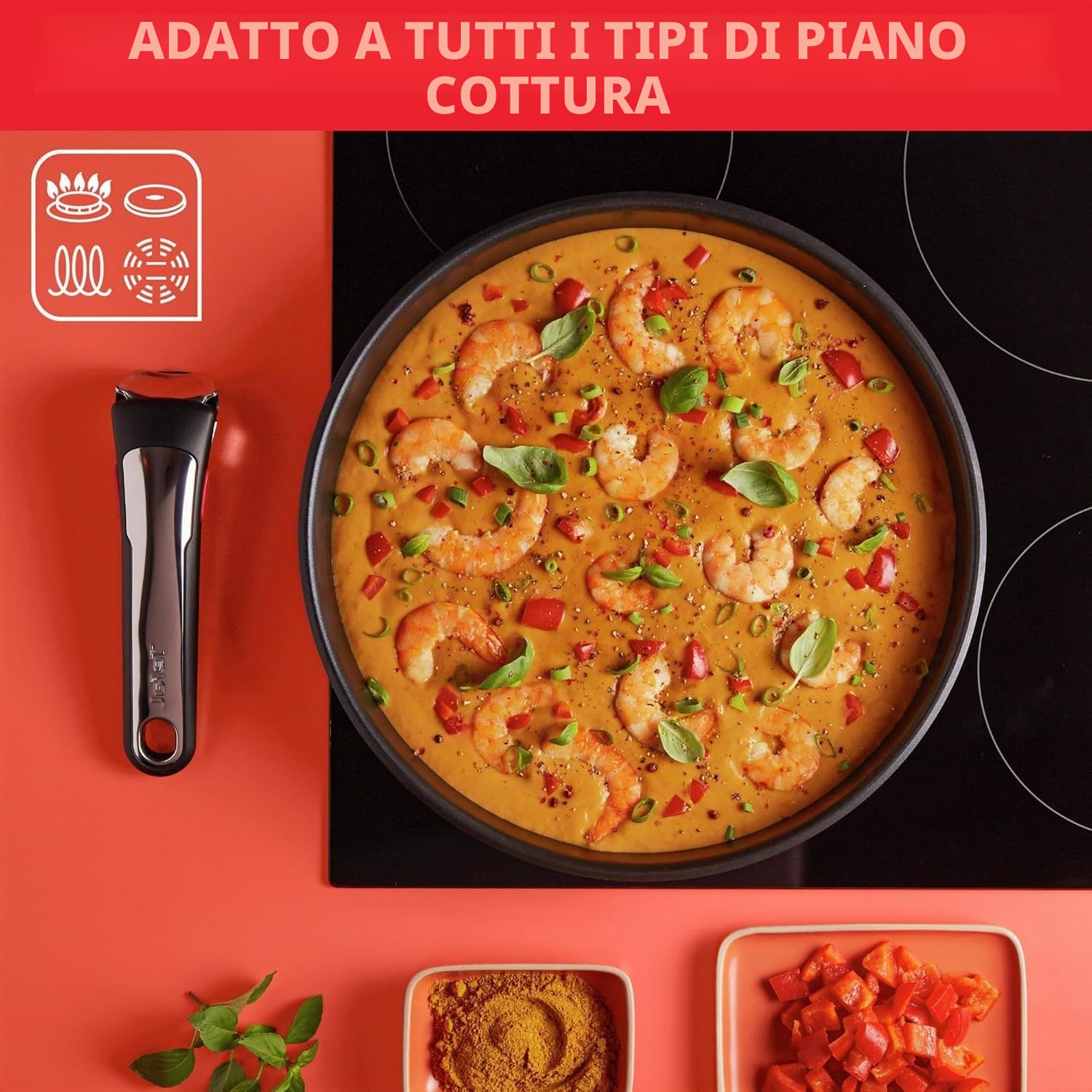 Tefal Ingenio Preference ON Set di pentole e padelle, 13 pezzi, impilabili, manico rimovibile, salvaspazio, antiaderente, a induzione, in acciaio inox, L9749432