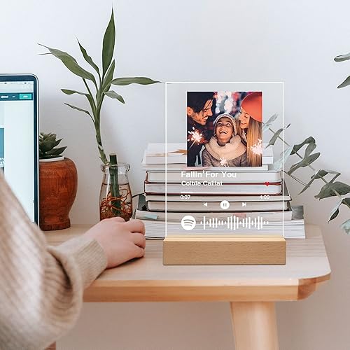 Miniatura 6 de Placa de música personalizada Spotify Canción acrílica con foto cubierta de álbum de fotos personalizada código escaneable lámpara de luz nocturna