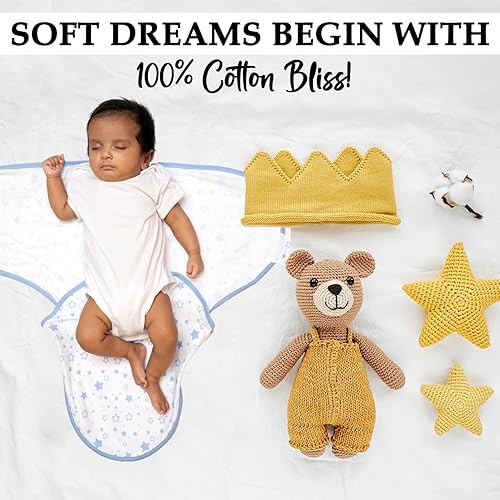 Miniatura 7 de Paquete de 3 envolturas orgánicas para bebé de 0 a 3 meses, pañales para bebé recién nacido, parte inferior con cremallera para un fácil cambio de