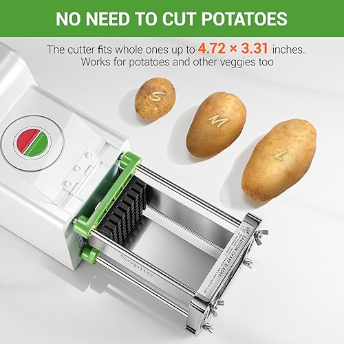 Miniatura 4 de Sopito Cortador eléctrico de papas fritas Picador de verduras y frutas de acero inoxidable con cuchillas de 12 y 38 pulgadas para papas,