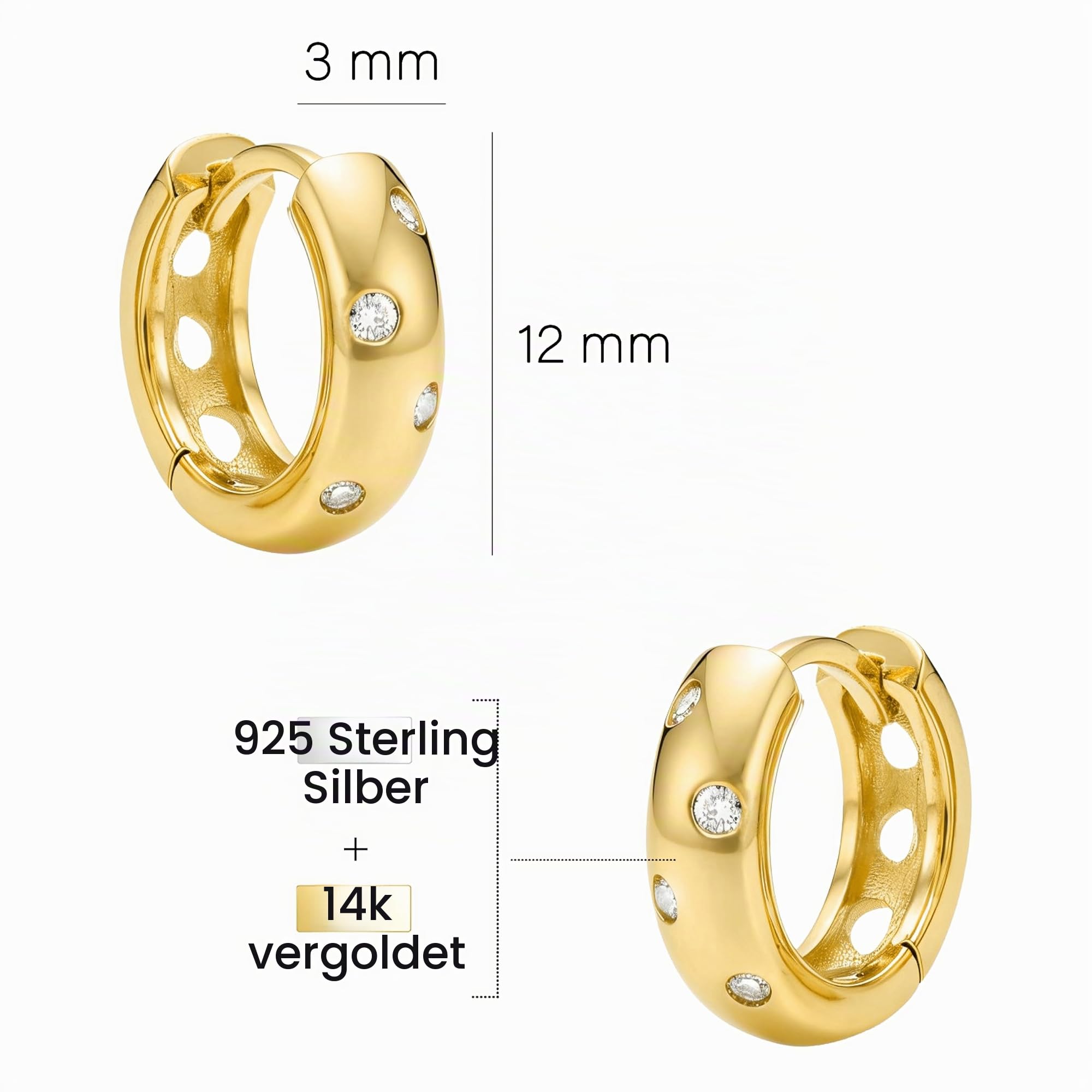 SOFIA MILANI - Damen Ohrringe 925 Silber - mit Zirkonia Steinen - Creolen