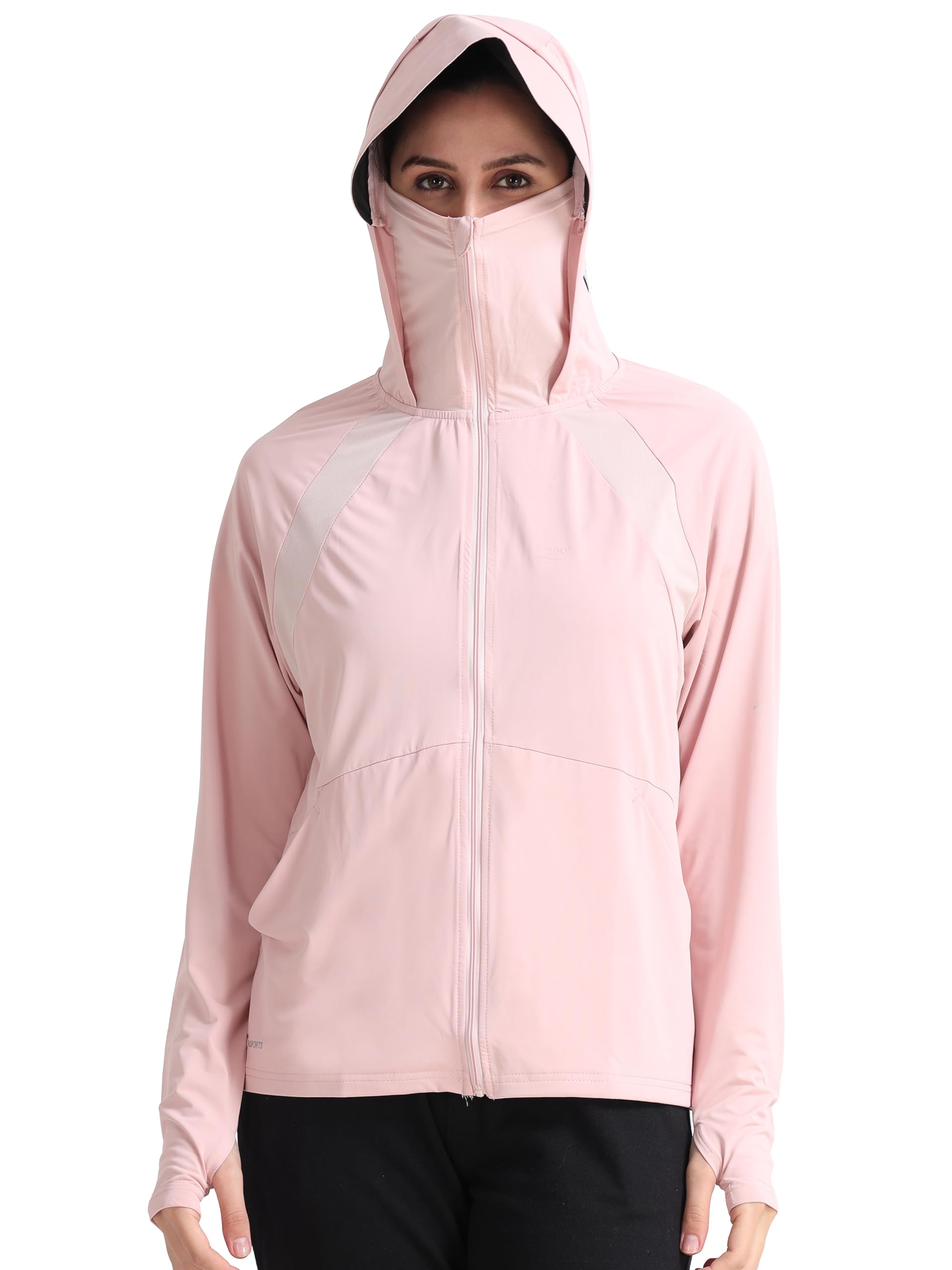 FABSPORTSWomen's UV Protection Sun Screen Jacket, Full Zip Sun Protection Clothing, Lightweight with UPF 50+ Protection for Outdoors, with Pockets, Sun Protective Clothing for Women