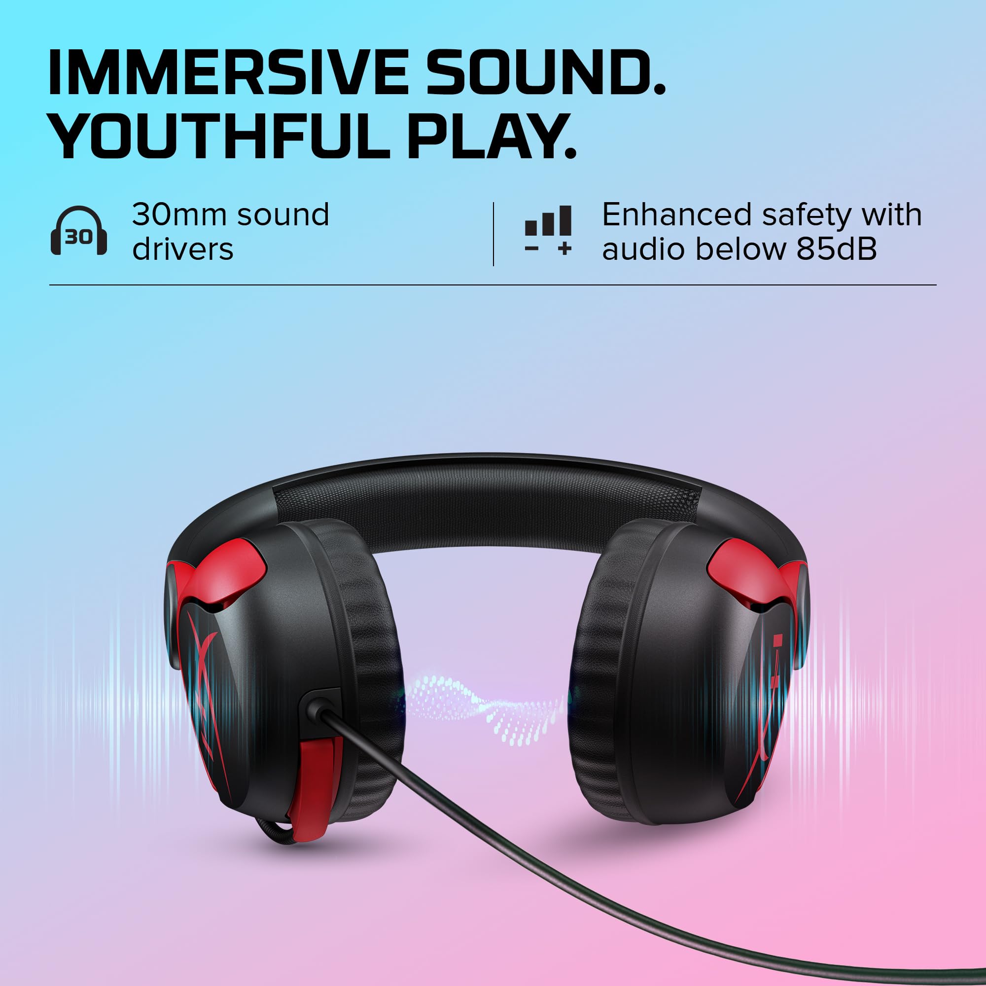 HyperX - Cloud Mini Kids Wired Headset for PC PS5, PS4, Xbox Series X, Black - Image 4
