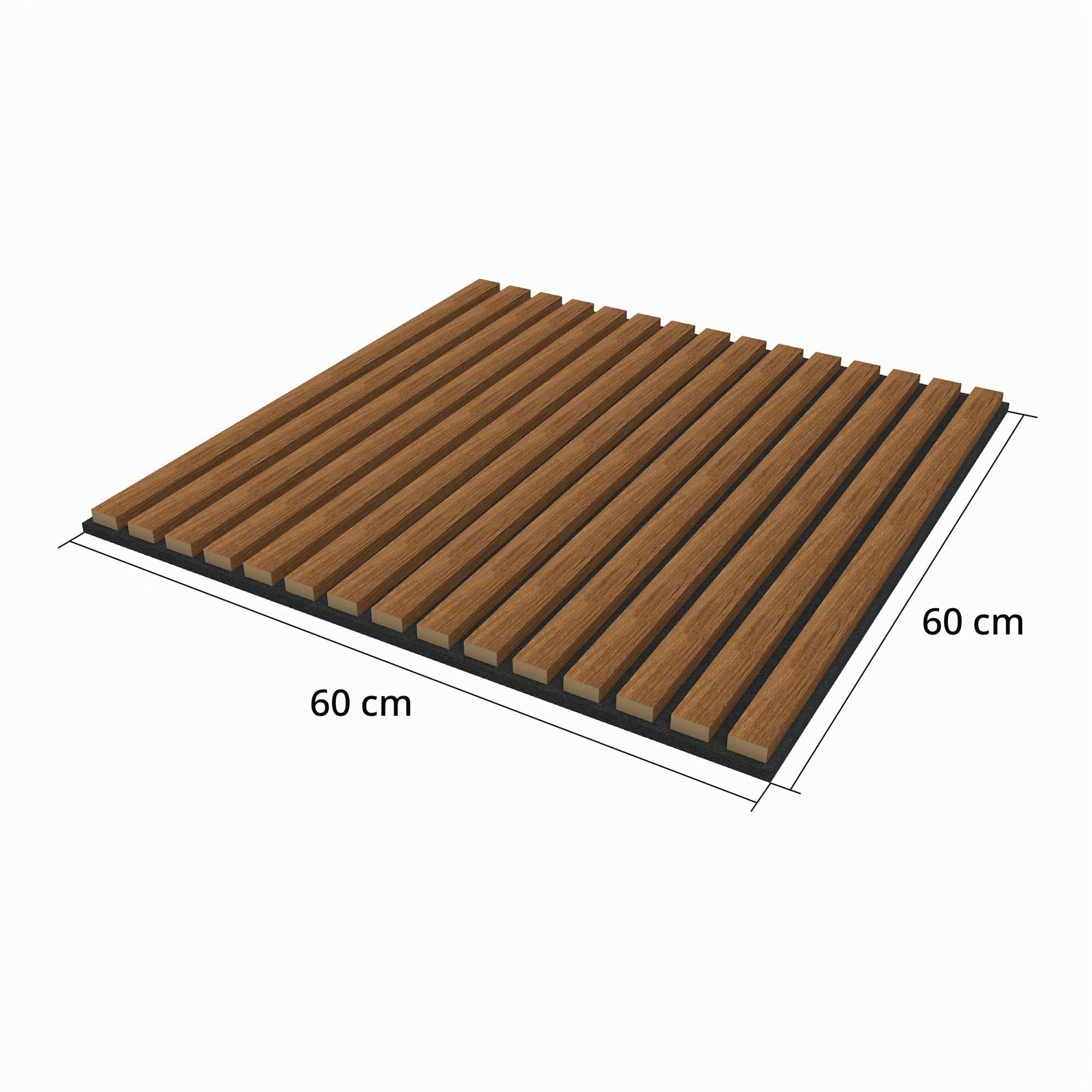 NEU.HOLZ Lot de 4 Panneaux Acoustiques Muraux et pour Plafond à Lamelles Droites Isolation Sonore Style Scandinave Installation Facile Chambre Séjour Studio MDF 1,44 m² 60 x 60 cm Effet Teck