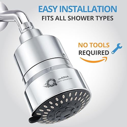 Miniatura 8 de WeAQUA Cabezal de ducha filtrado de alta resistencia de alta presión con sistema avanzado de eliminación del 99% para agua dura, cloro, fluoruro y