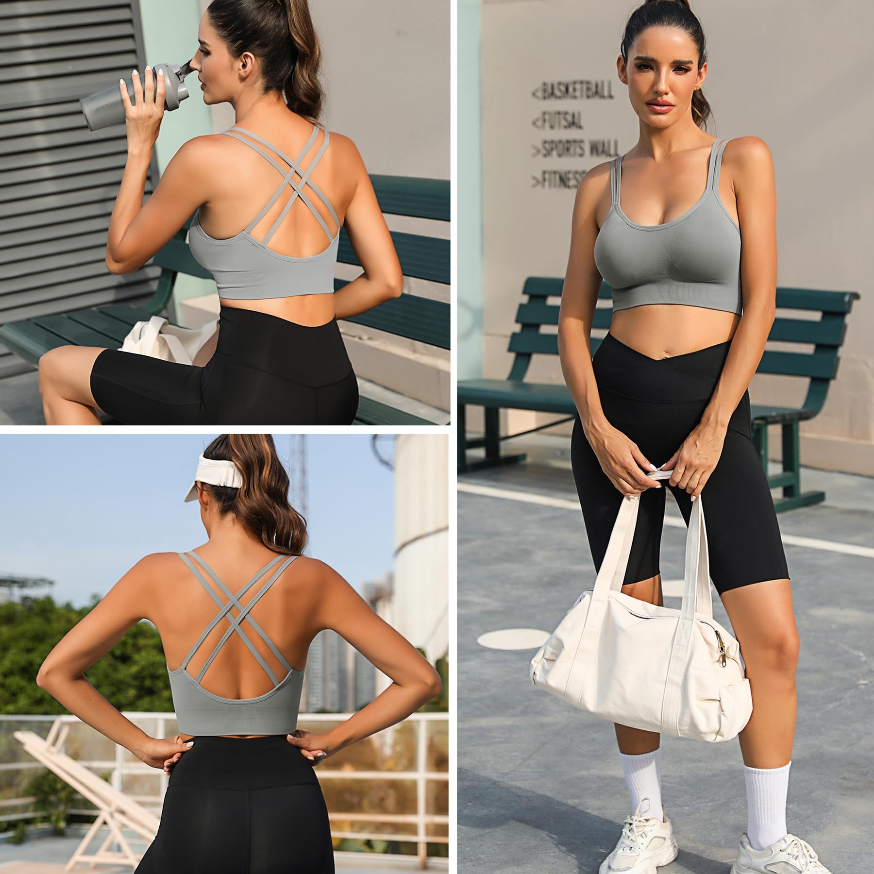 Leversic Reggiseno Sportivo Donna Top Palestra Donna Fitness Top Sportivo Donna Imbottito Senza Ferretto Reggiseni Push Up per Yoga Jogging Gym S-XL