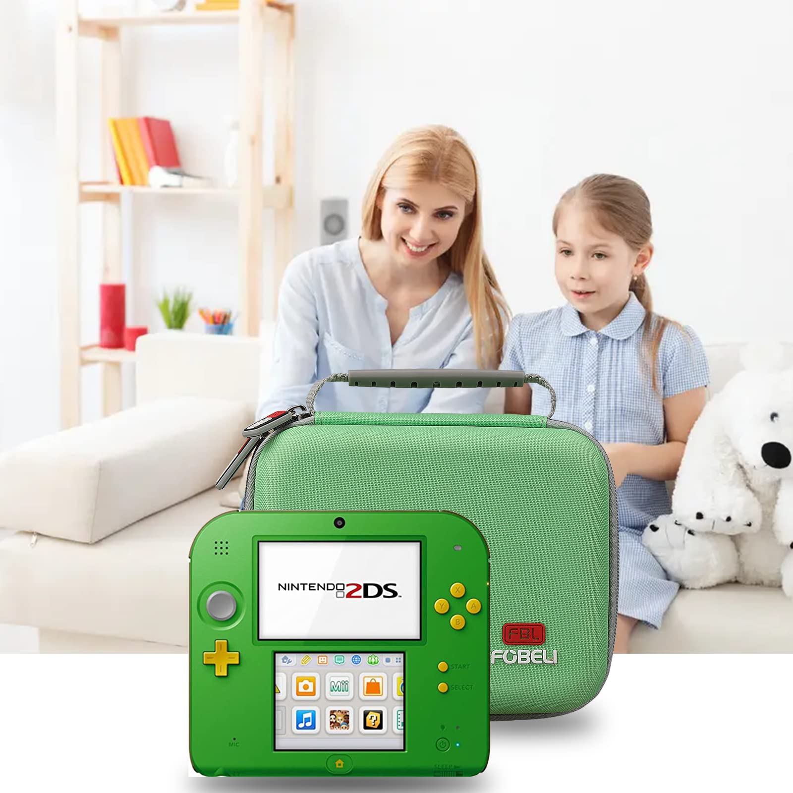 FBLFOBELI Étui de rangement rigide de voyage pour Nintendo 2DS Legend of Zelda Ocarina of Time 3D (étui uniquement) (vert)
