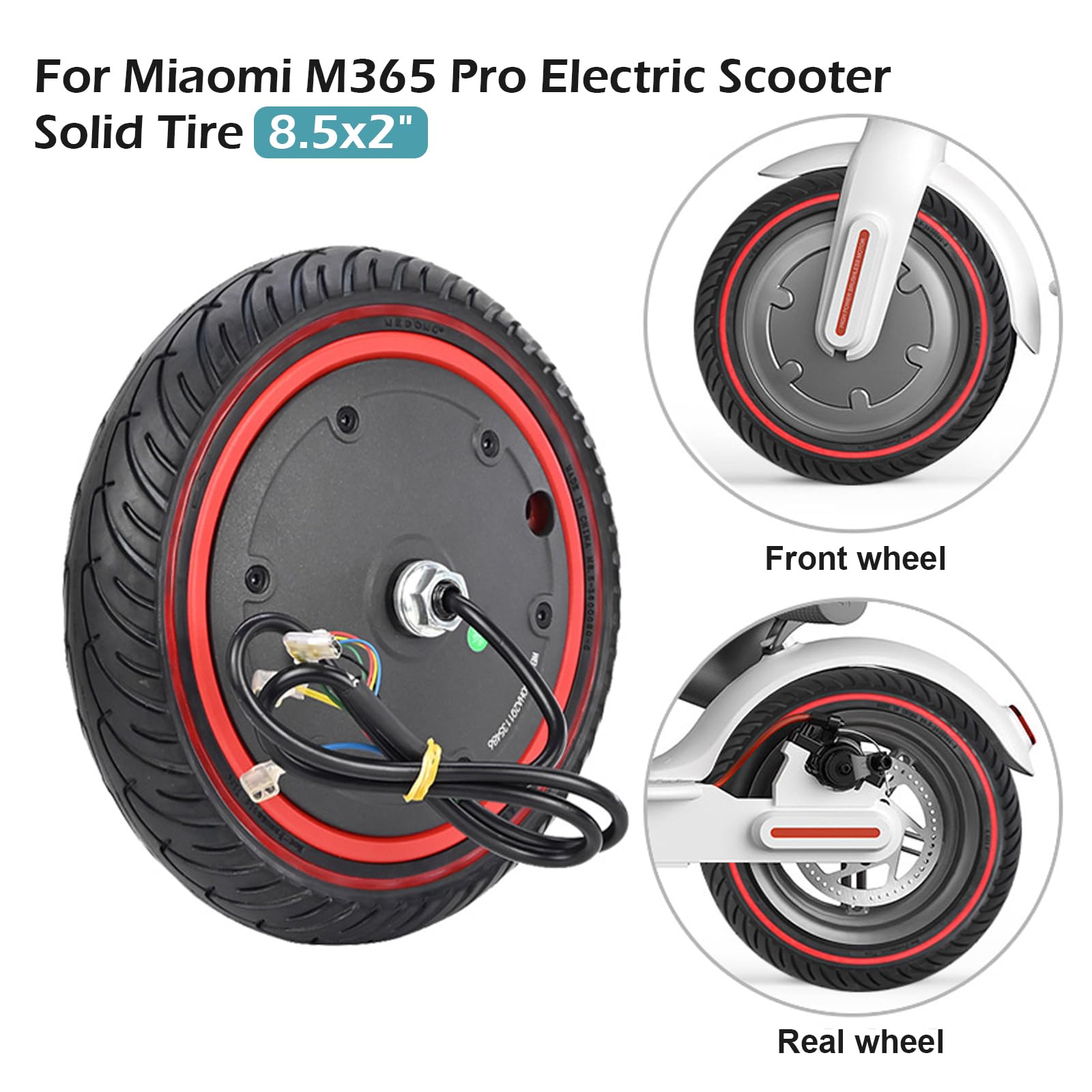 Scooter a Motore con pneumatici in gomma piena da 8,5 pollici per Xiaomi Pro 2 / M365 / M365 Pro / 1S Scooter Elettrico, pneumatici di ricambio da 8,5 pollici per E-Scooter