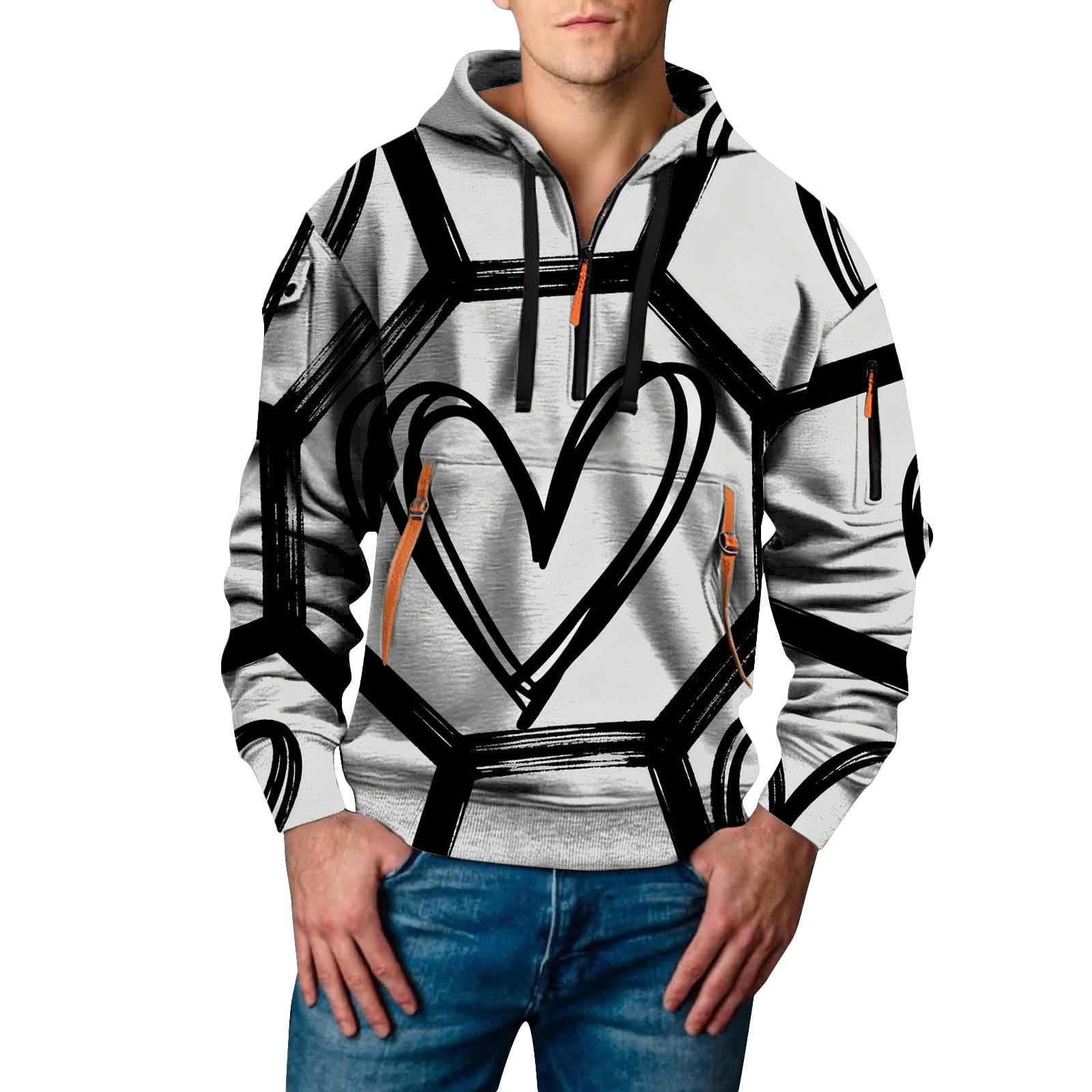 Sudaderas De Hombre Sudadera con Capucha para Mujer, Estampado Divertido Y Moderno, Manga Larga, Estilo Urbano Largas (White, S) Softshell Kit Pesca Completo Camiseta Ciclismo Oversized